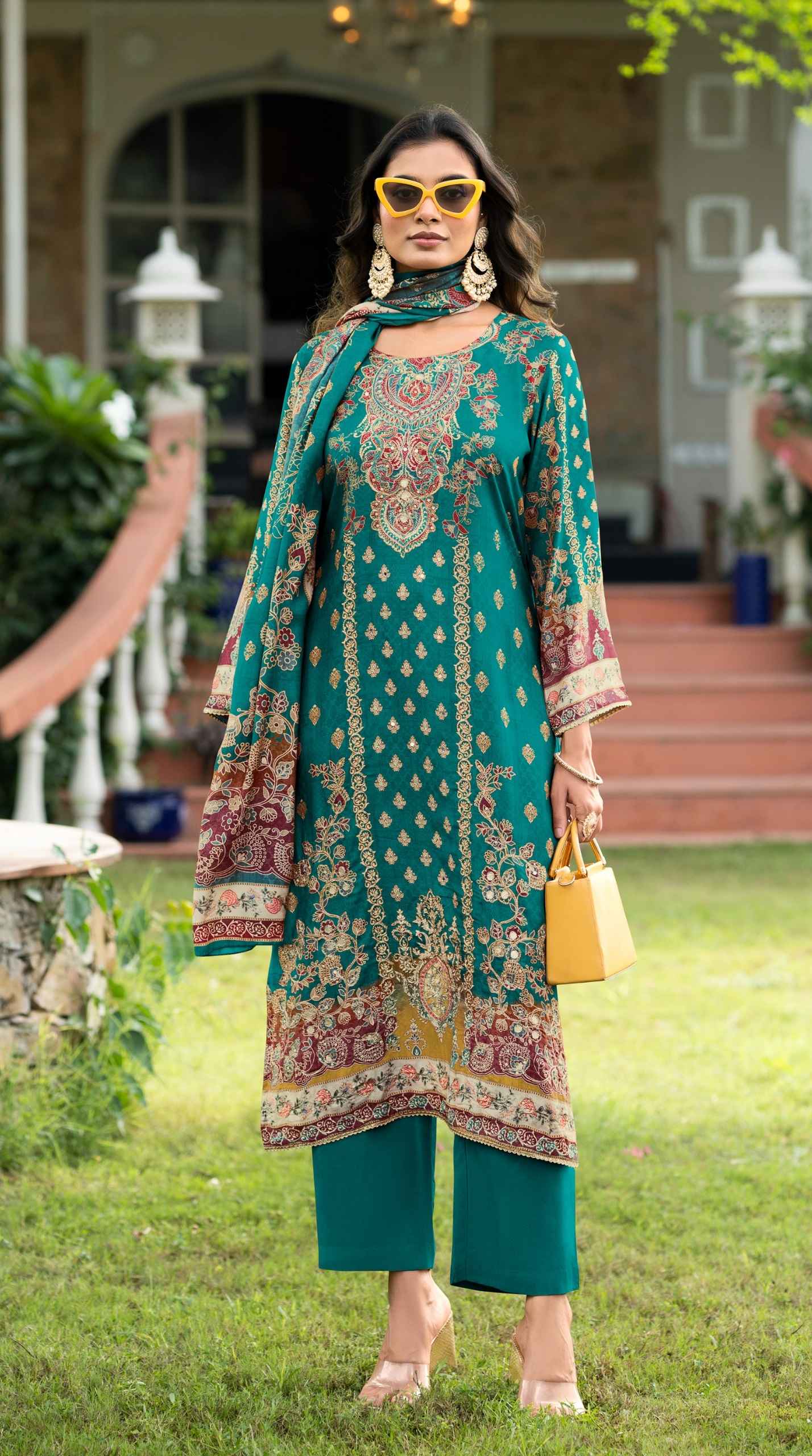 Amrutvela AT 142 Viscose Maslin Dress Material 4 pcs Catalogue