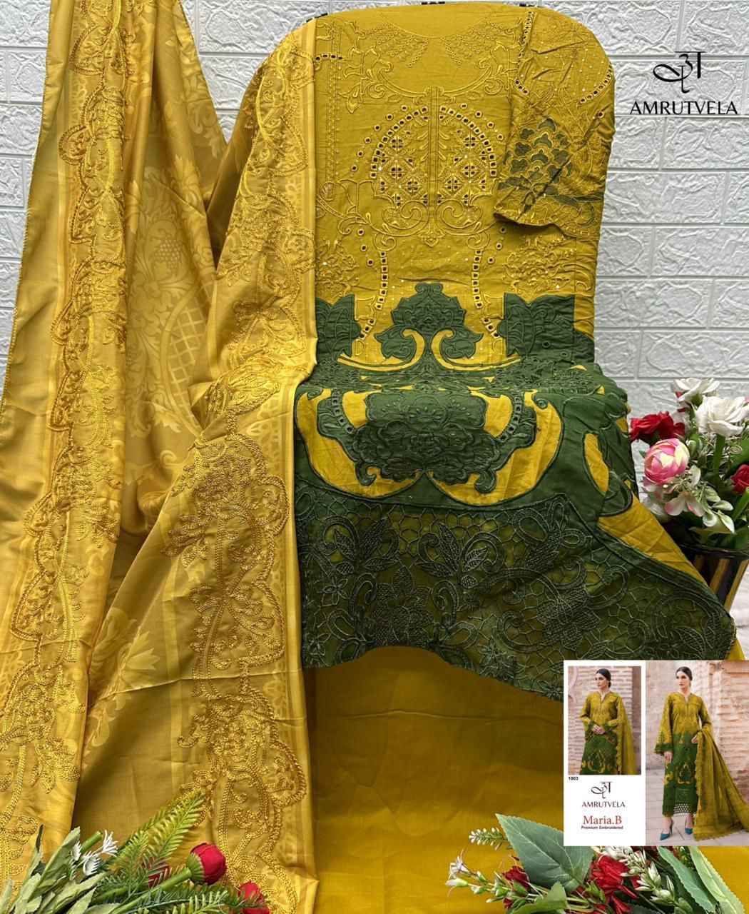 Amrutvela Maria B Premium Embroidered Cotton Dress Material 3 pcs Catalogue