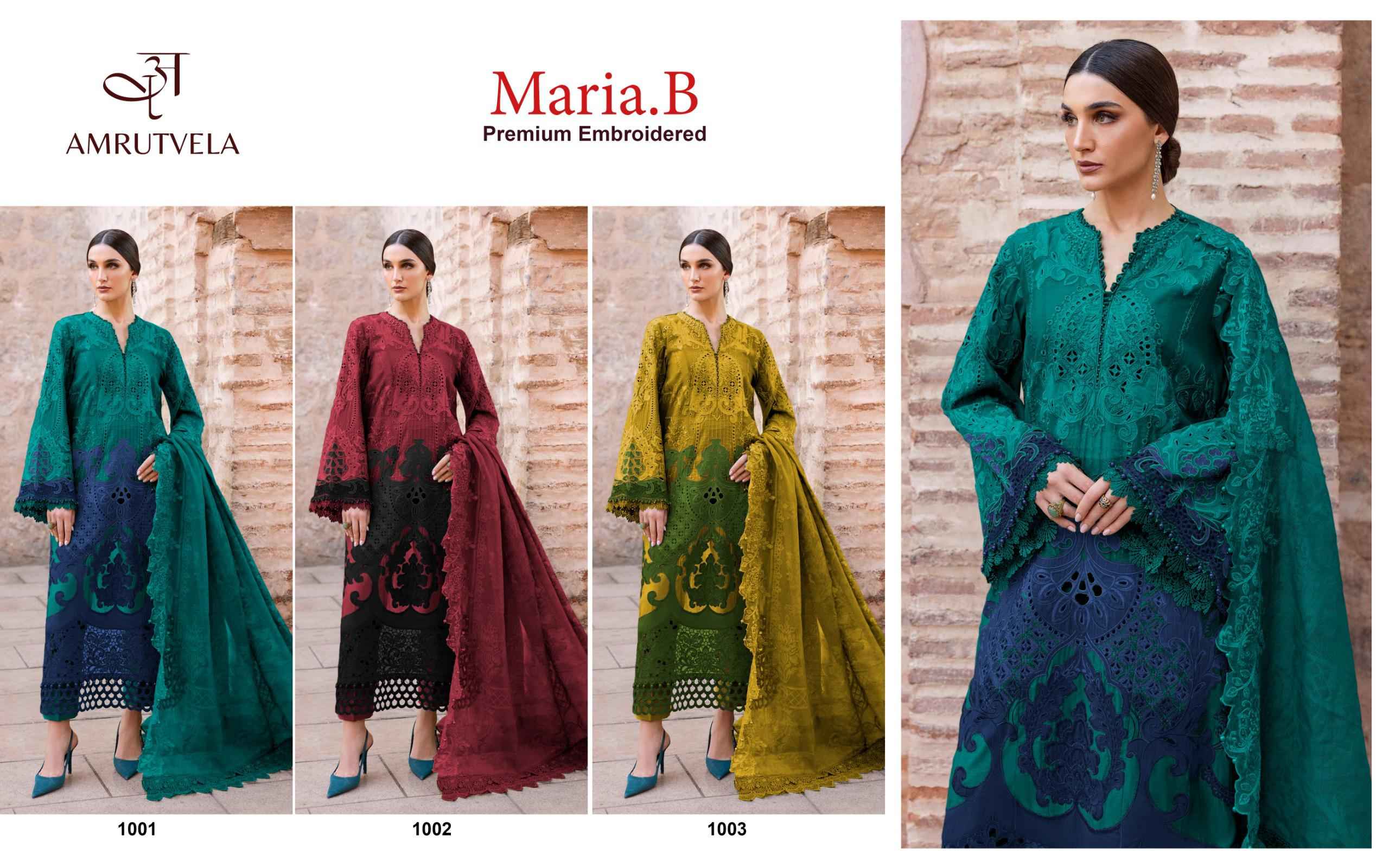Amrutvela Maria B Premium Embroidered Cotton Dress Material 3 pcs Catalogue