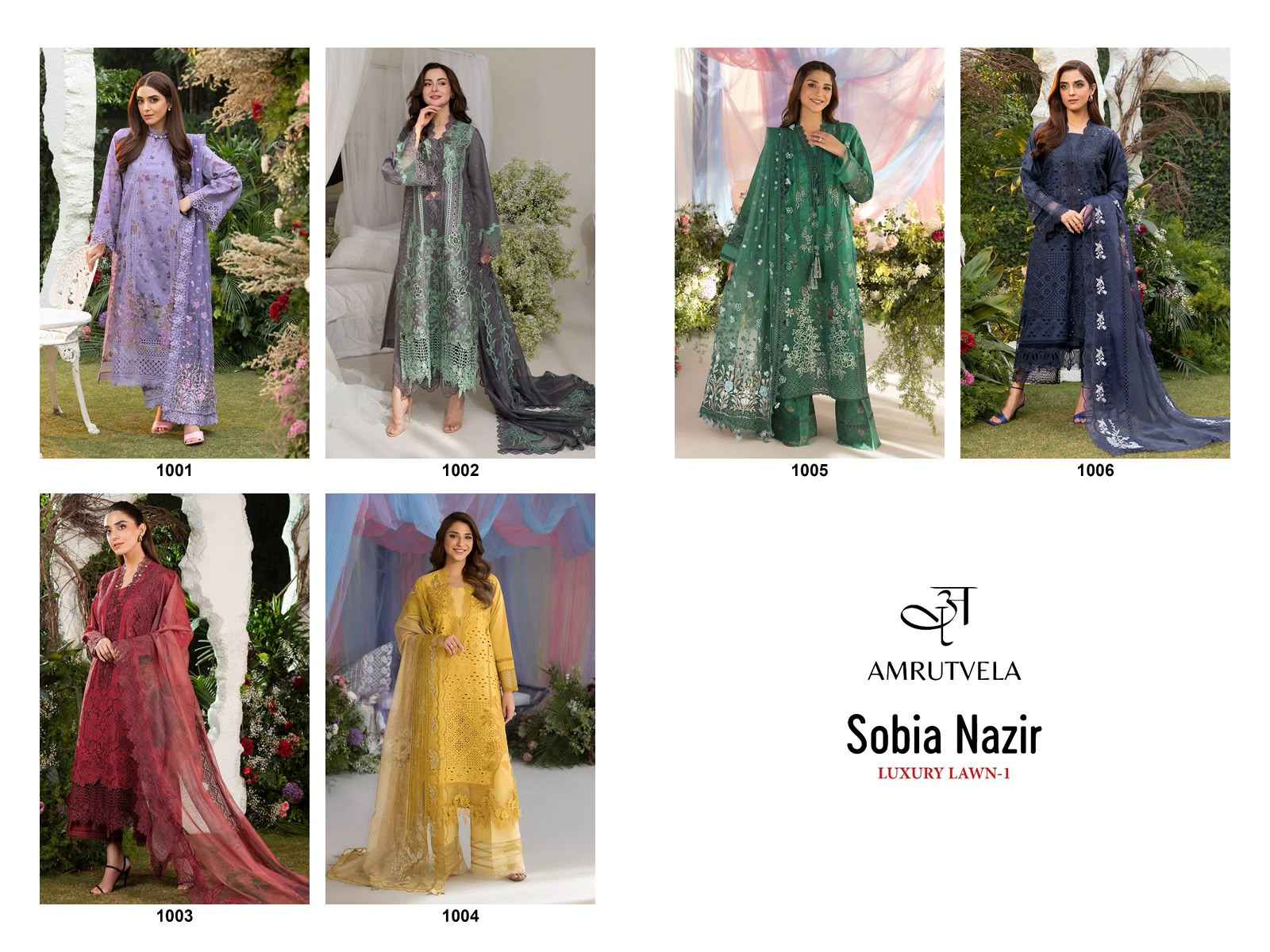 Amrutvela Sobia Nazir Lawn Cotton Dress Material 6 pcs Catalogue