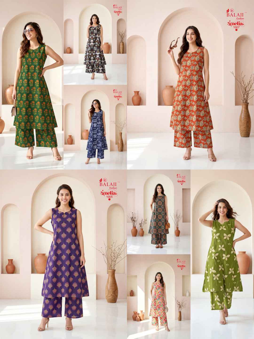 Balaji Amelia Vol 1 Long Cotton Co Ord Set 8 pcs Catalogue
