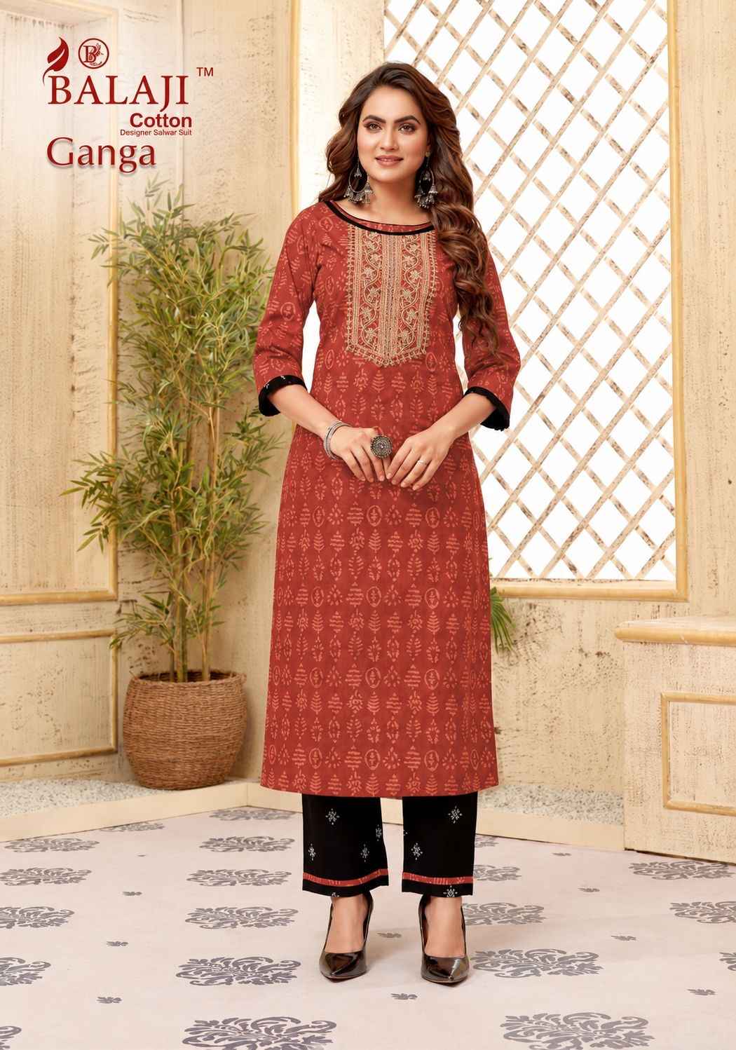 Balaji Ganga Vol 1 Long Cotton Kurti 12 pcs Catalogue