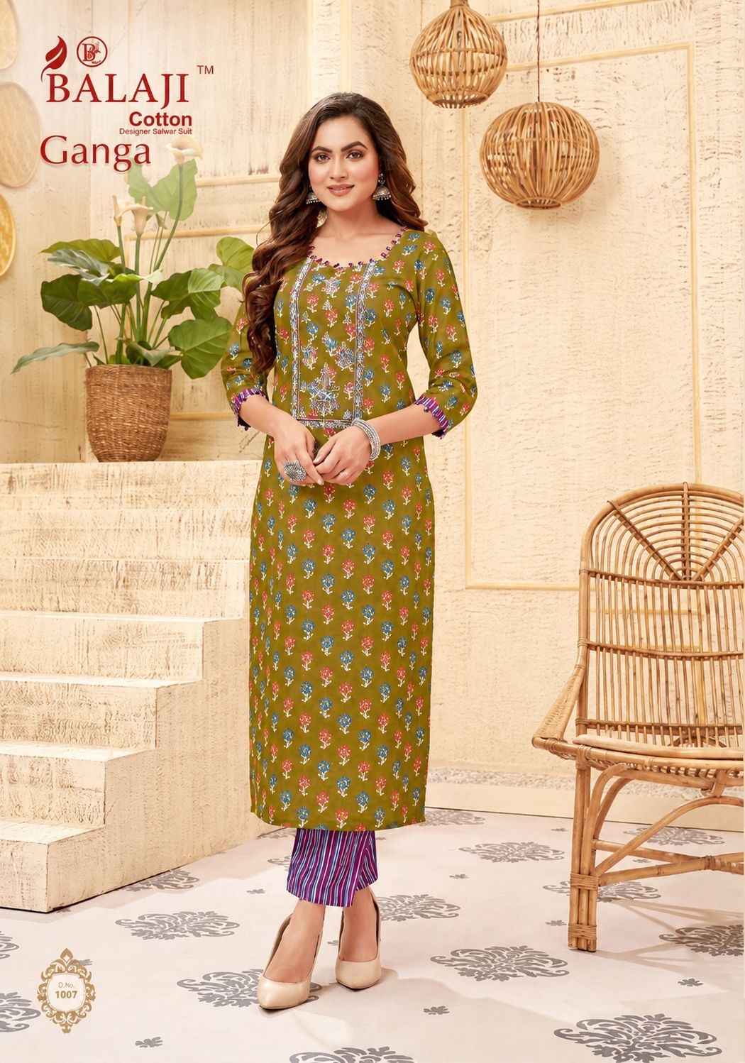 Balaji Ganga Vol 1 Long Cotton Kurti 12 pcs Catalogue