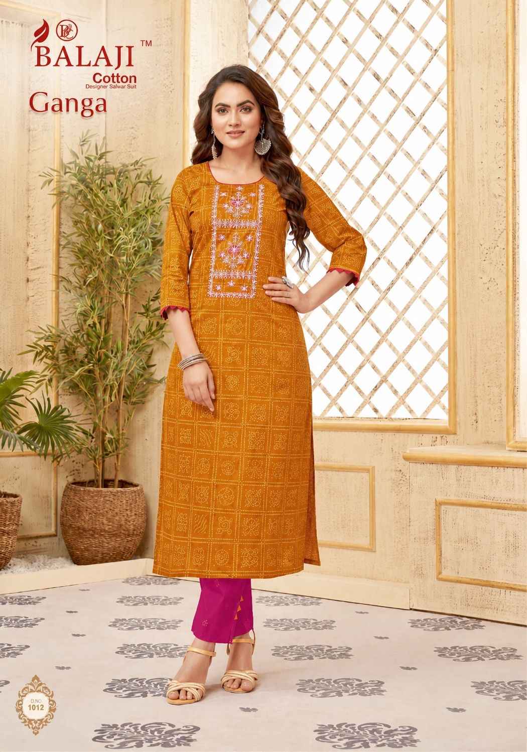 Balaji Ganga Vol 1 Long Cotton Kurti 12 pcs Catalogue