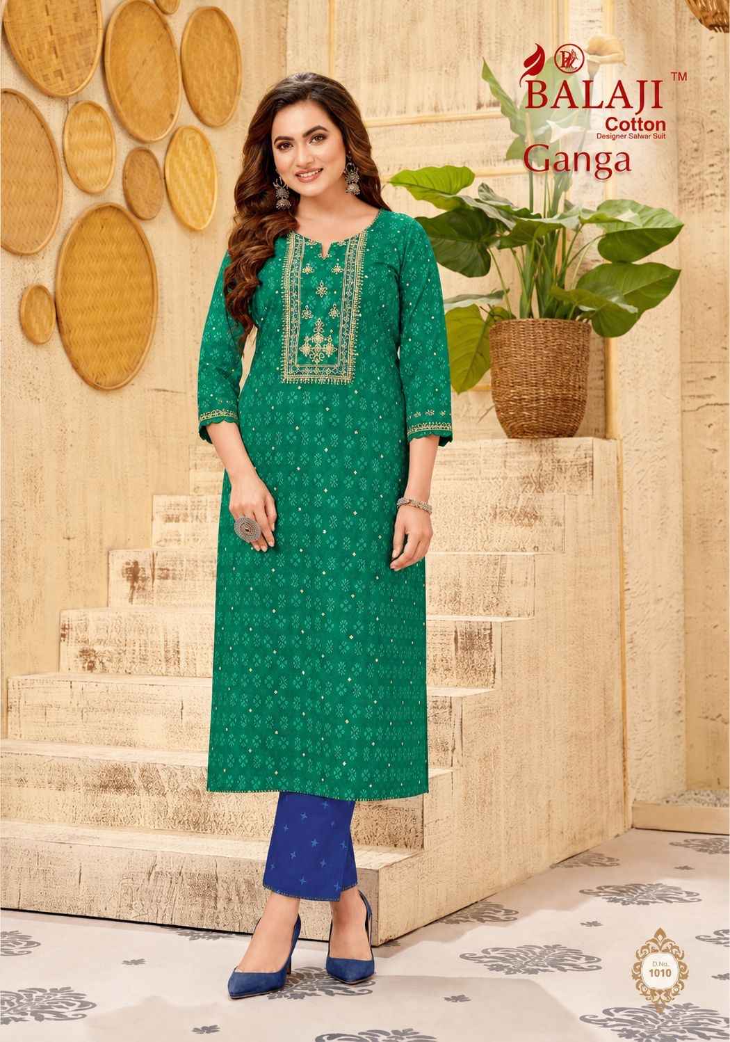 Balaji Ganga Vol 1 Long Cotton Kurti 12 pcs Catalogue