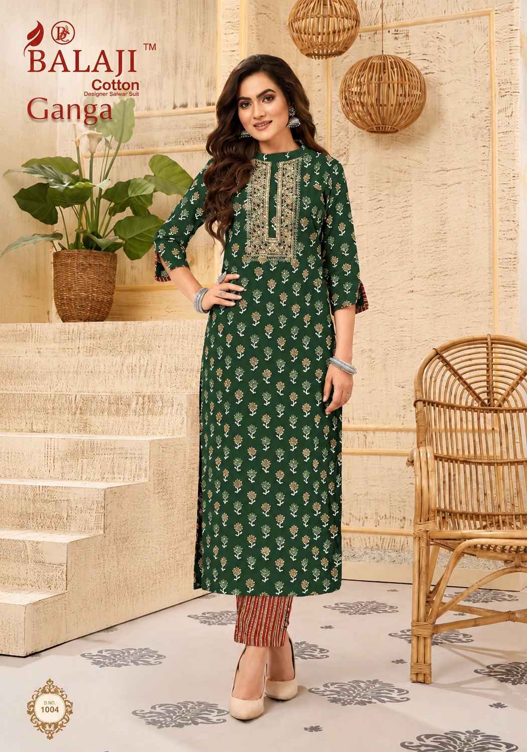 Balaji Ganga Vol 1 Long Cotton Kurti 12 pcs Catalogue