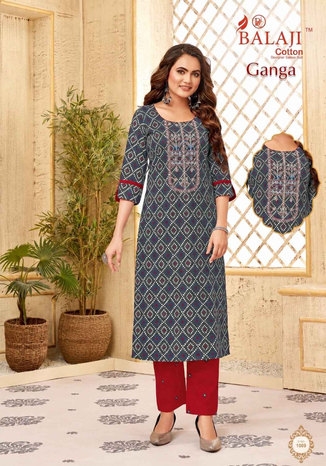Balaji Ganga Vol 1 Long Cotton Kurti 12 pcs Catalogue