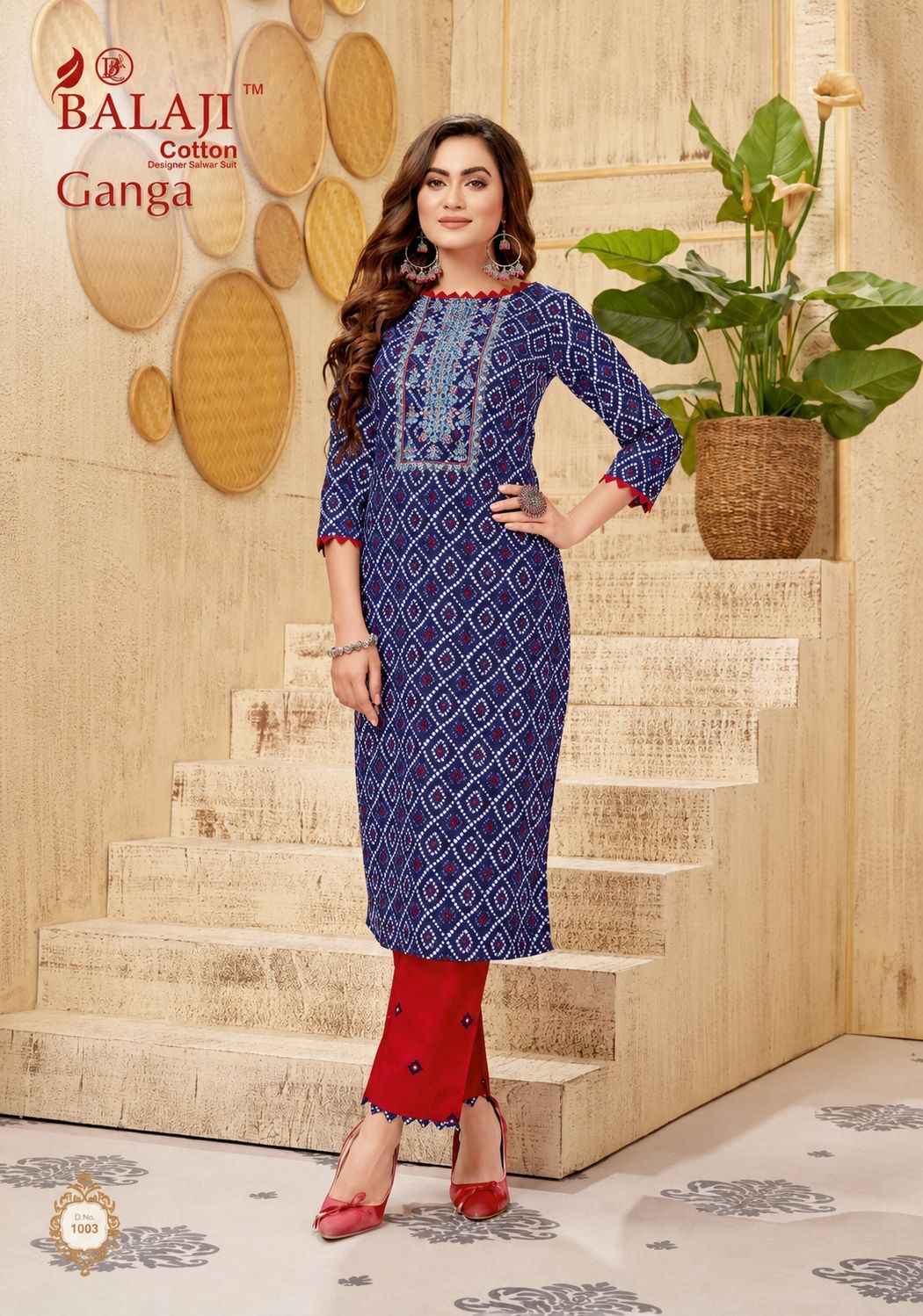 Balaji Ganga Vol 1 Long Cotton Kurti 12 pcs Catalogue