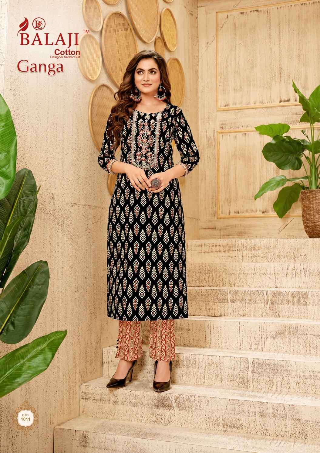 Balaji Ganga Vol 1 Long Cotton Kurti 12 pcs Catalogue