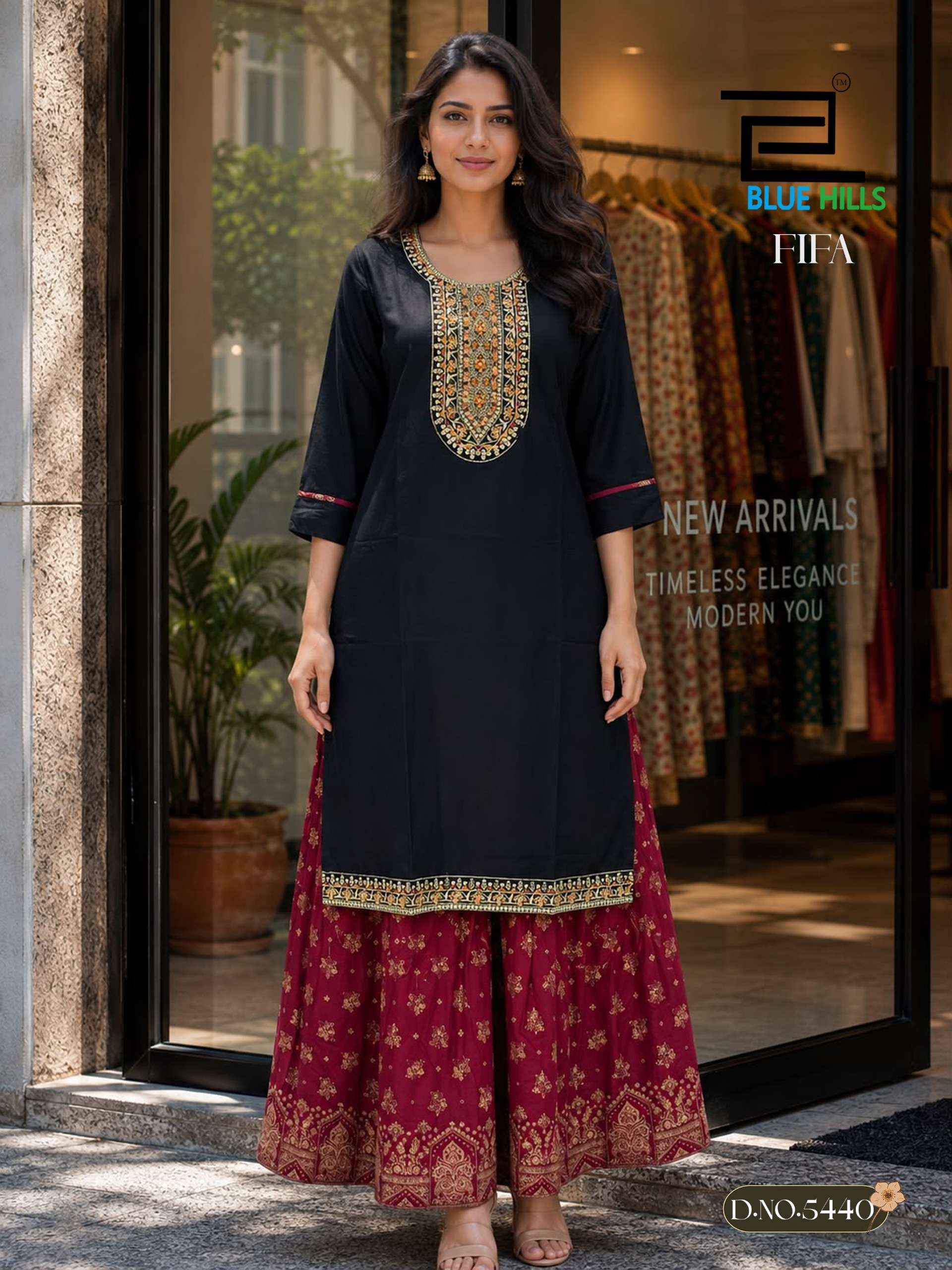 Blue Hills Fifa Rayon Kurti With Skirt 6 pcs Catalogue