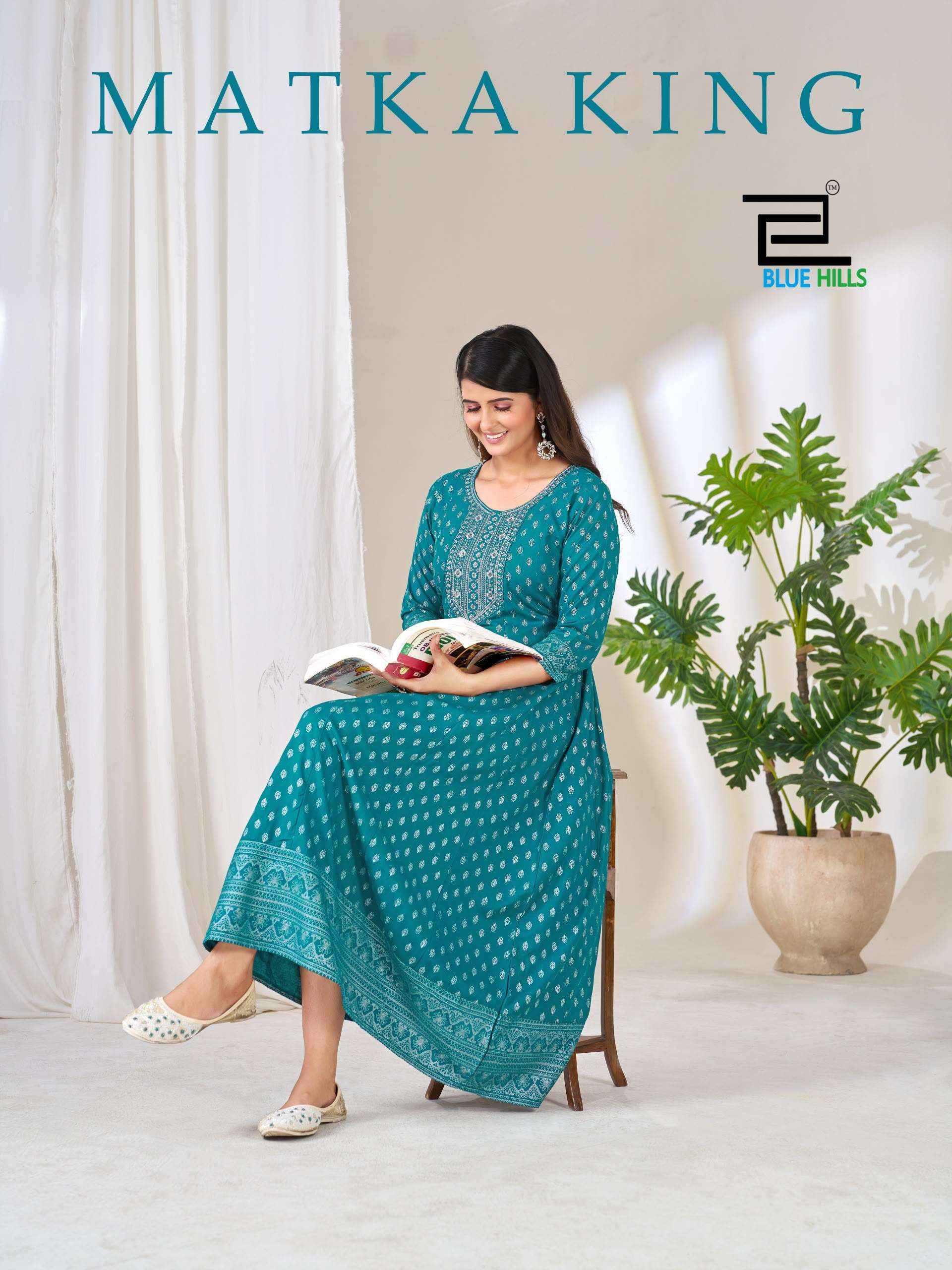 Blue Hills Matka King Rayon Anarkali Gown 6 pcs Catalogue