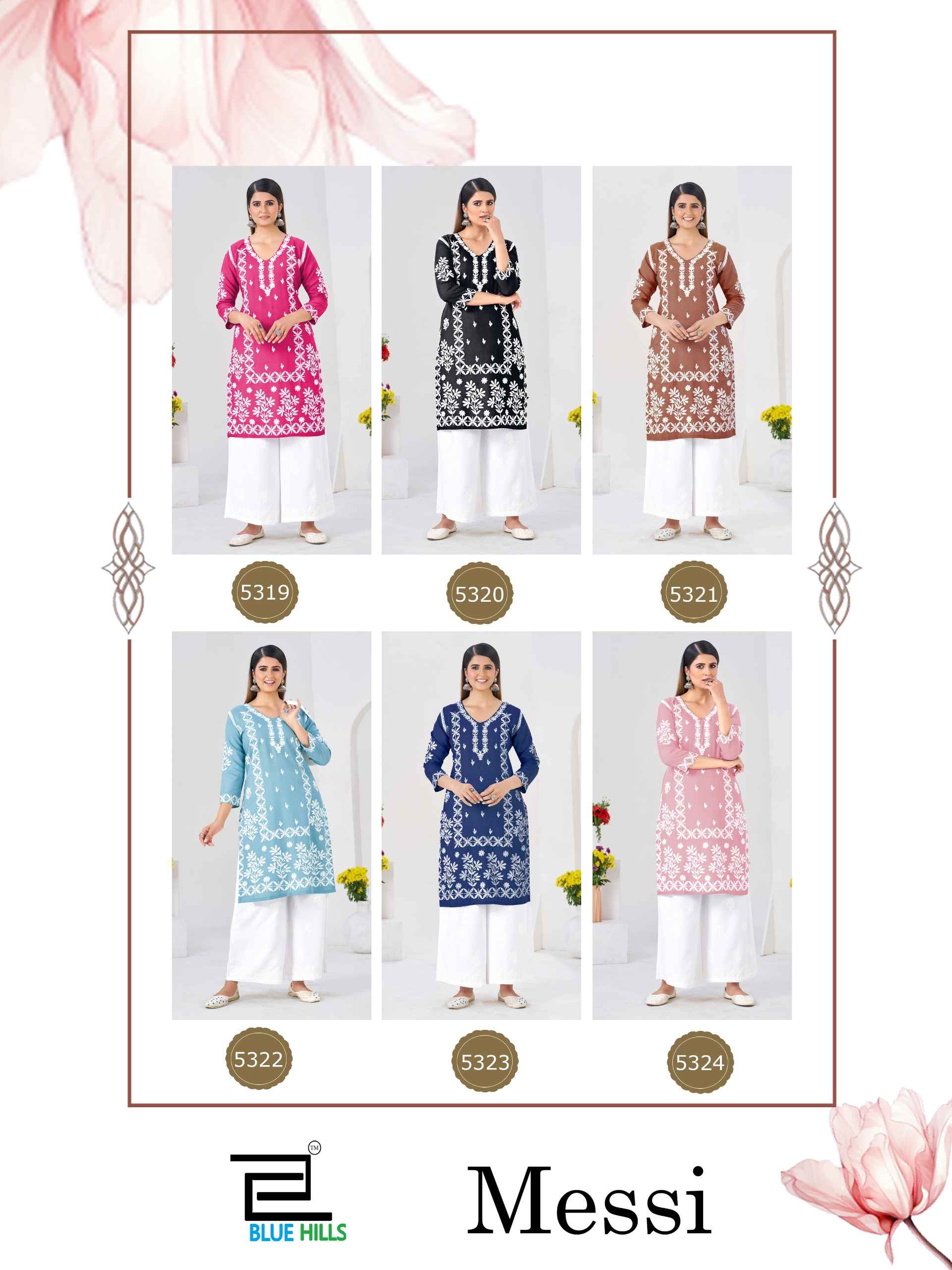 Blue Hills Messi Rayon Kurti With Plazzo 6 pcs Catalogue