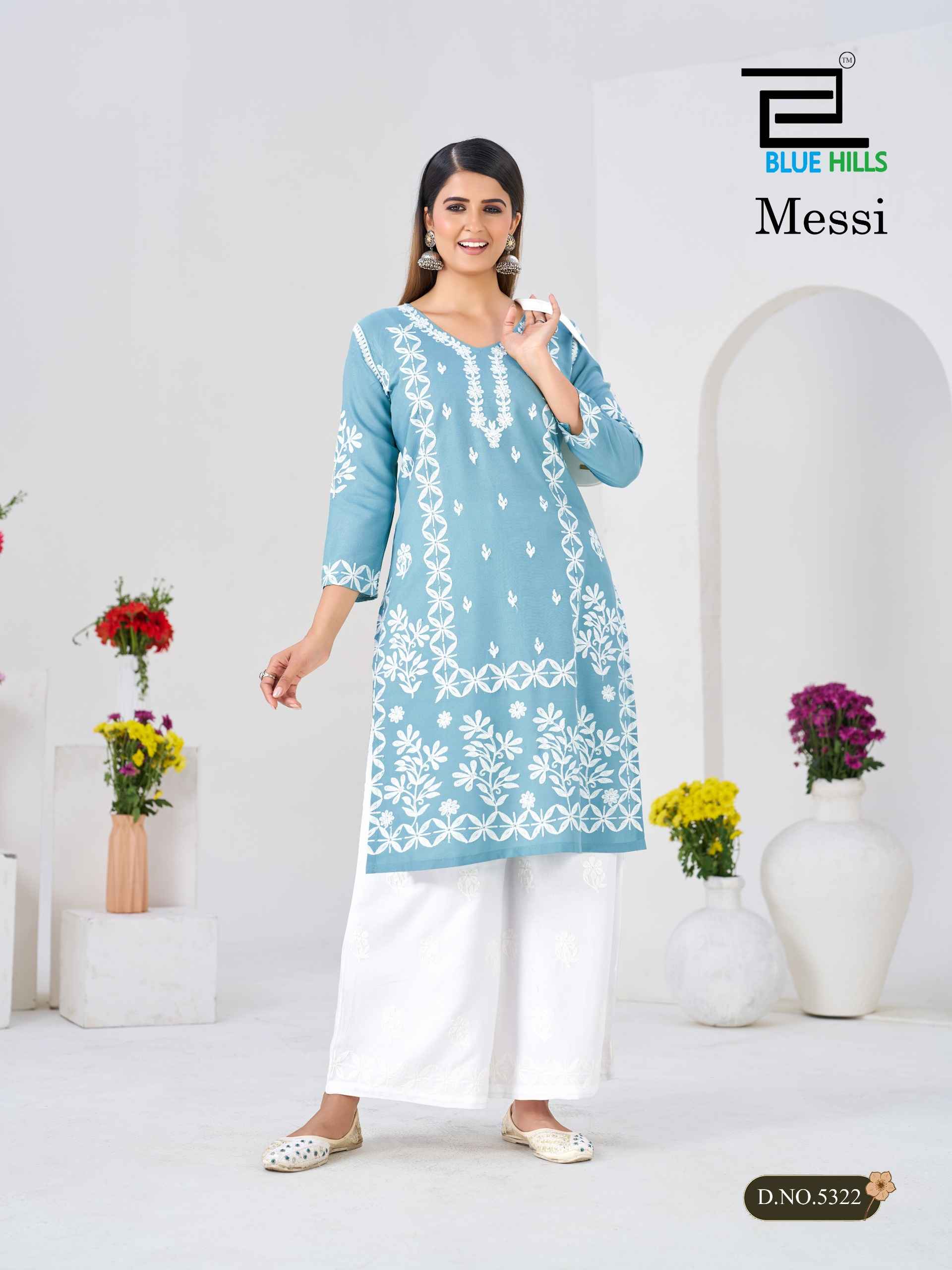 Blue Hills Messi Rayon Kurti With Plazzo 6 pcs Catalogue