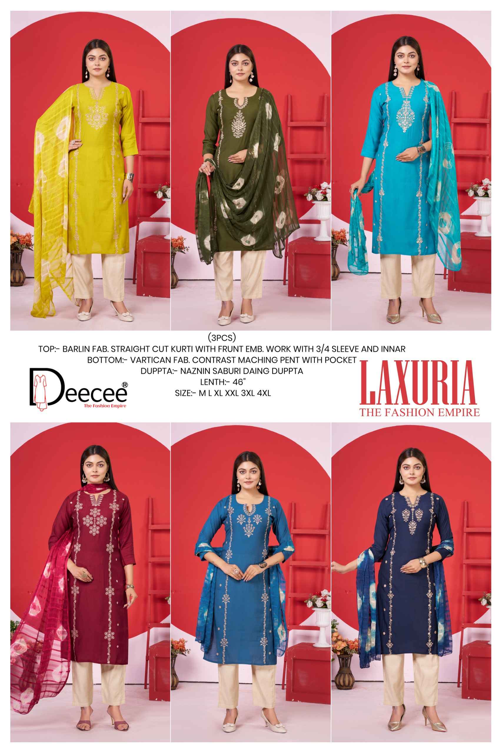 Deecee Lazuria Barlin Kurti Combo 6 Pc Catalog