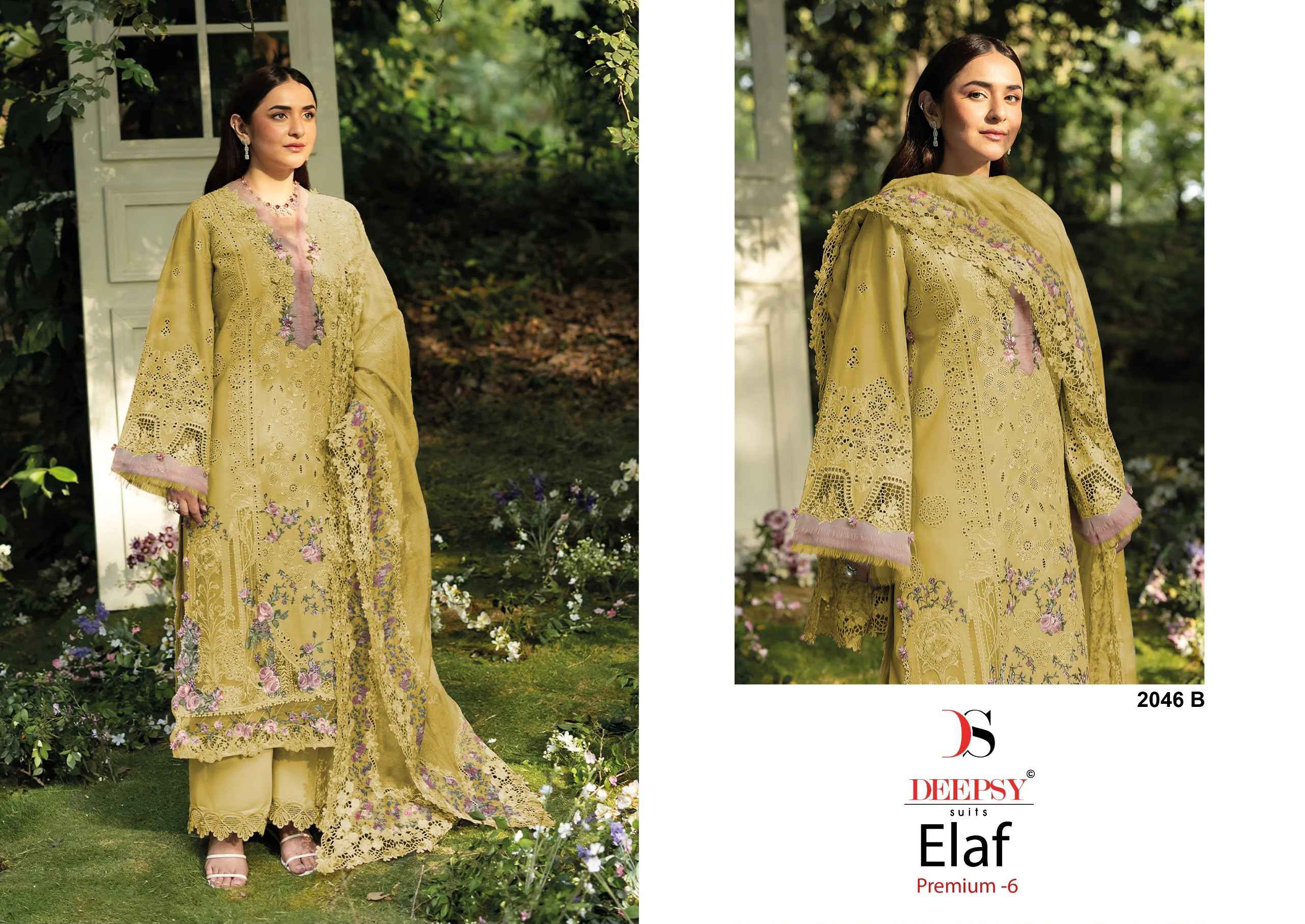 Deepsy Elaf Premium Vol 6 D No 2046 Cotton Dress Material 4 pcs Catalogue
