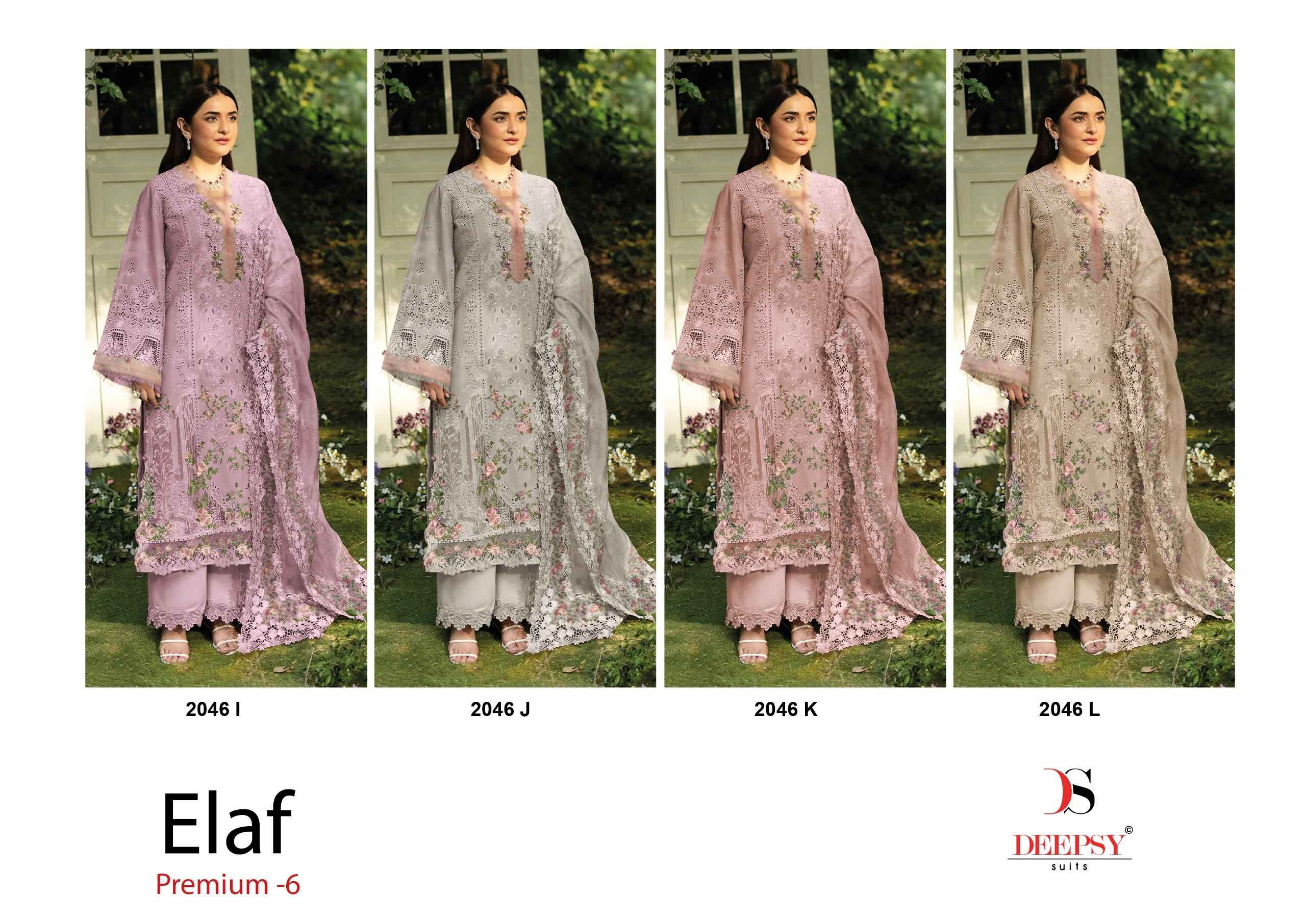 Deepsy Elaf Premium Vol 6 D No 2046 IJKL Cotton Dress Material 4 pcs Catalogue