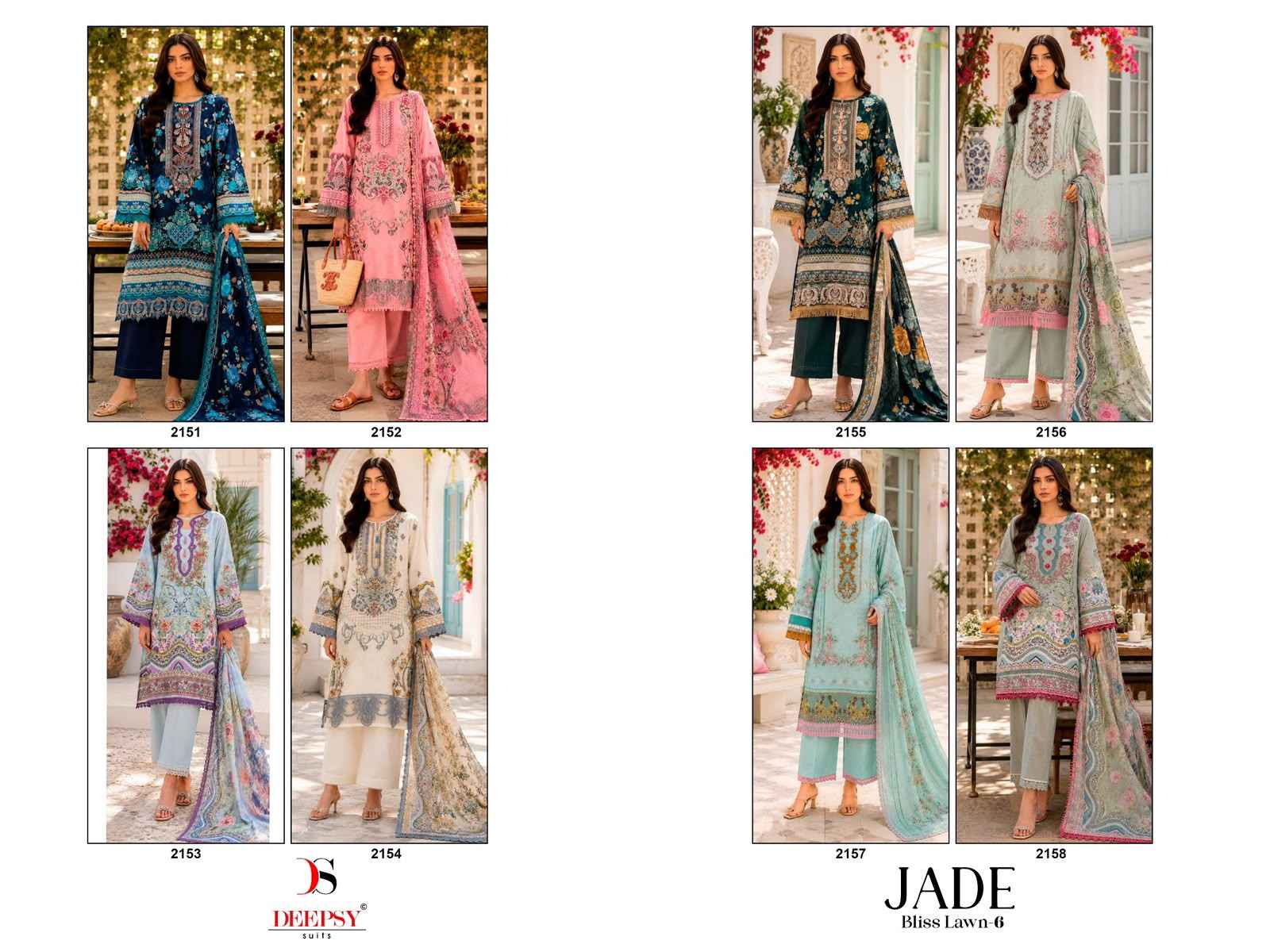 Deepsy Jade Bliss Lawn Vol 6 Cotton Dress Material 8 Pcs Catalog