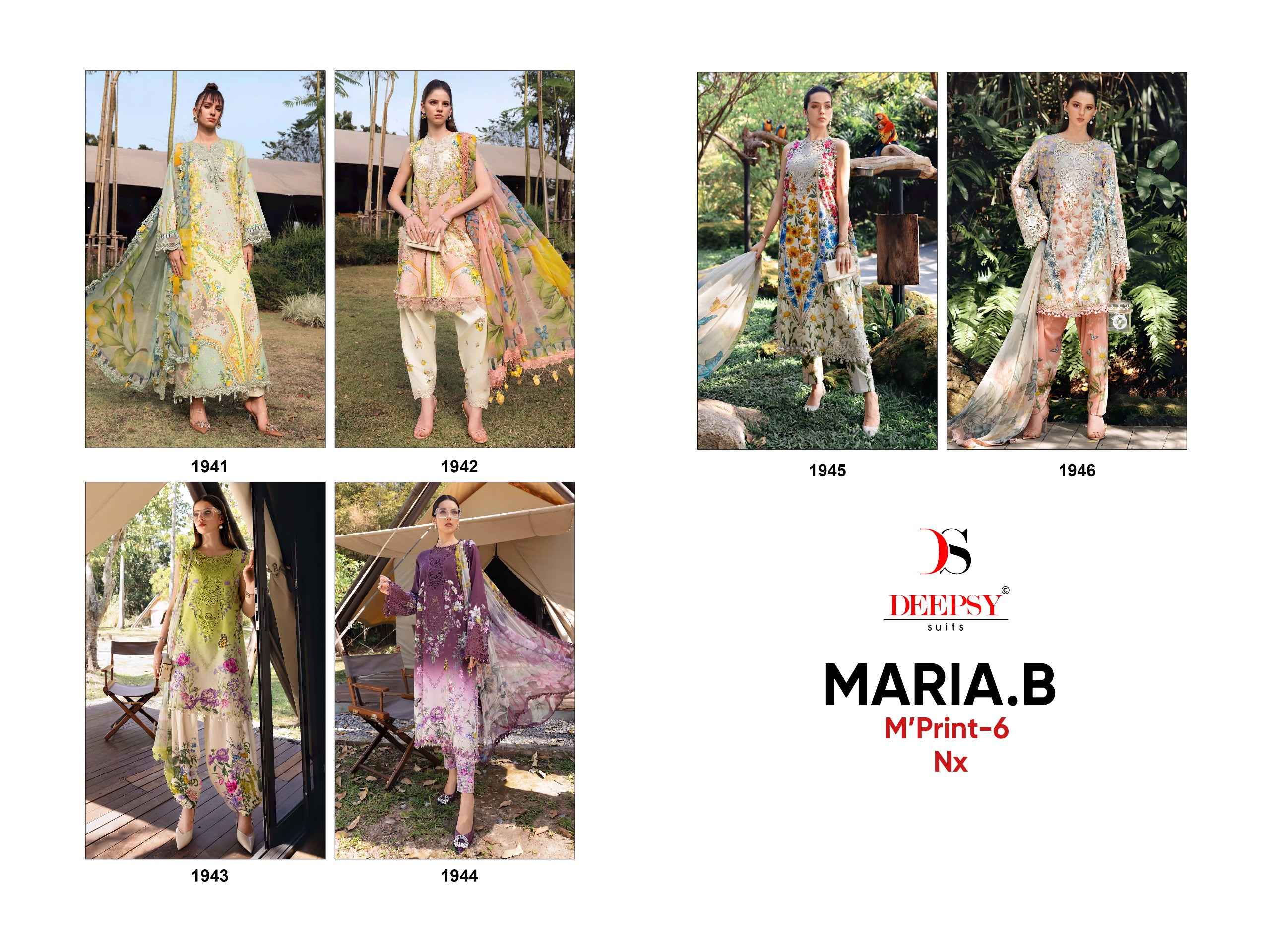 Deepsy Maria B Mprint Vol 6 Nx Cotton Dress Material 6 pcs Catalogue