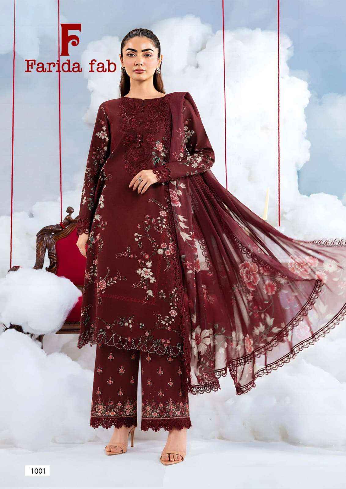 Farida Fab Queens Court Cotton Dress Material 6 pcs Catalogue