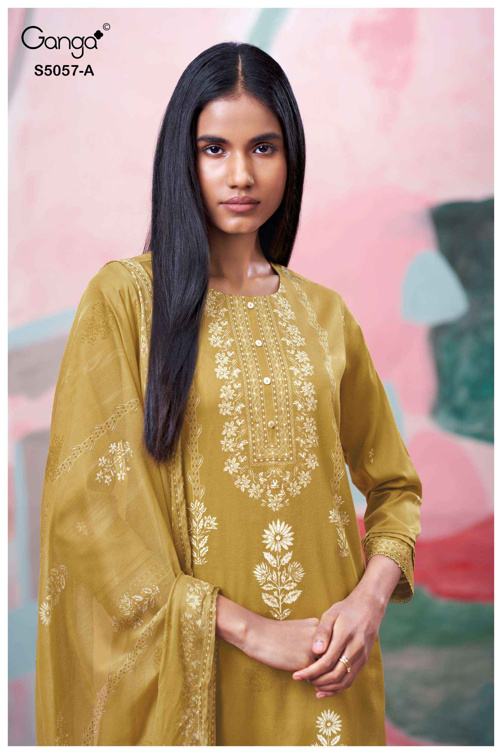 Ganga Deyra 5057 Satin Cotton Dress Material 4 pcs Catalogue