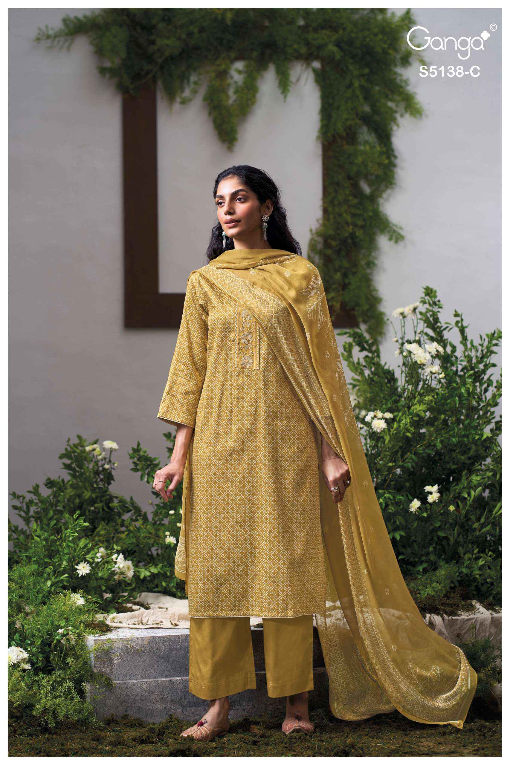 Ganga Elnaaz 5138 Satin Cotton Dress Material 4 pcs Catalogue