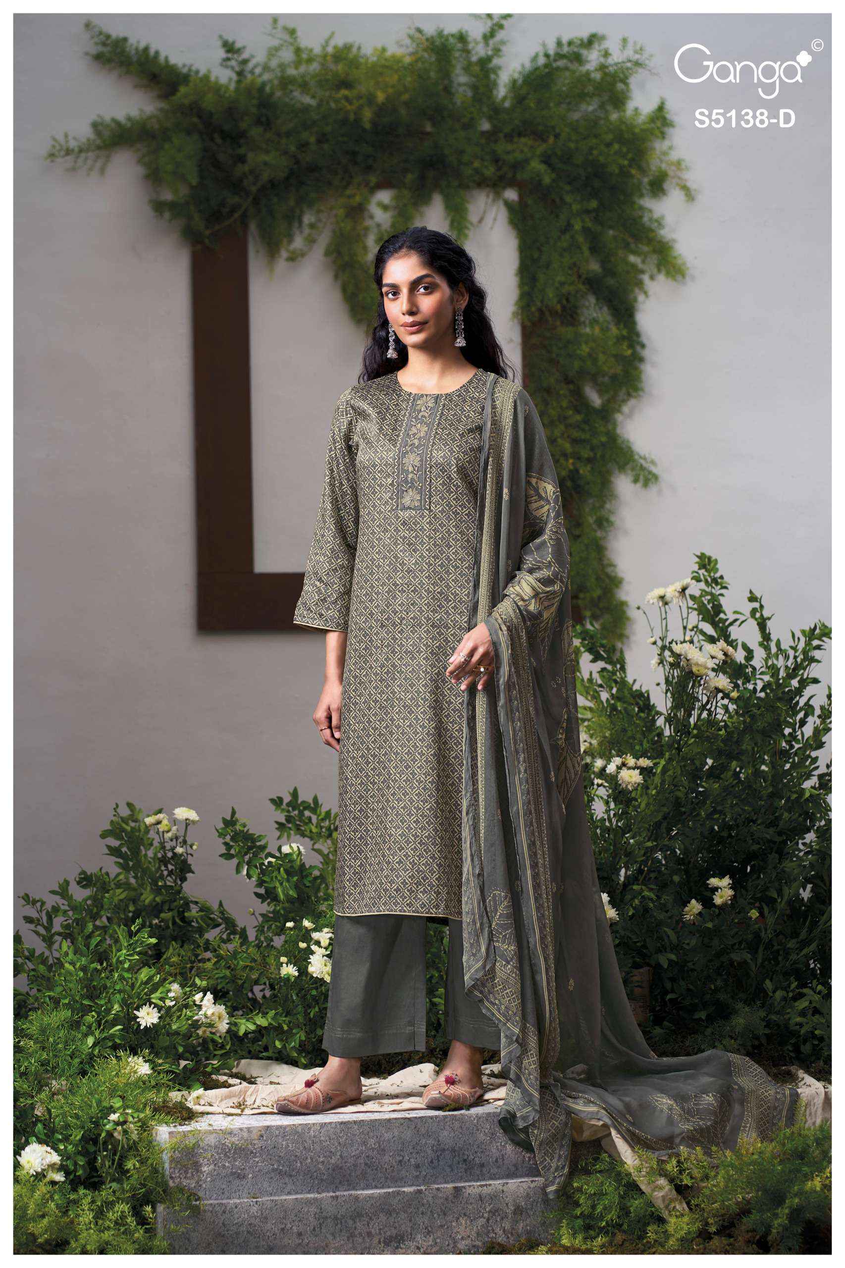 Ganga Elnaaz 5138 Satin Cotton Dress Material 4 pcs Catalogue