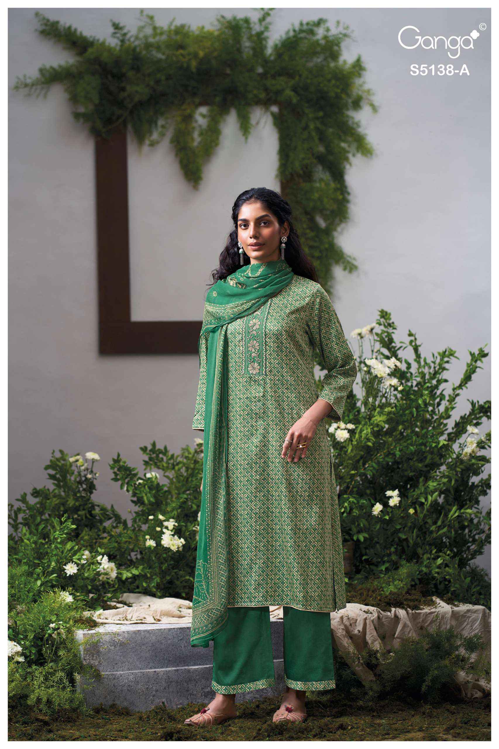 Ganga Elnaaz 5138 Satin Cotton Dress Material 4 pcs Catalogue