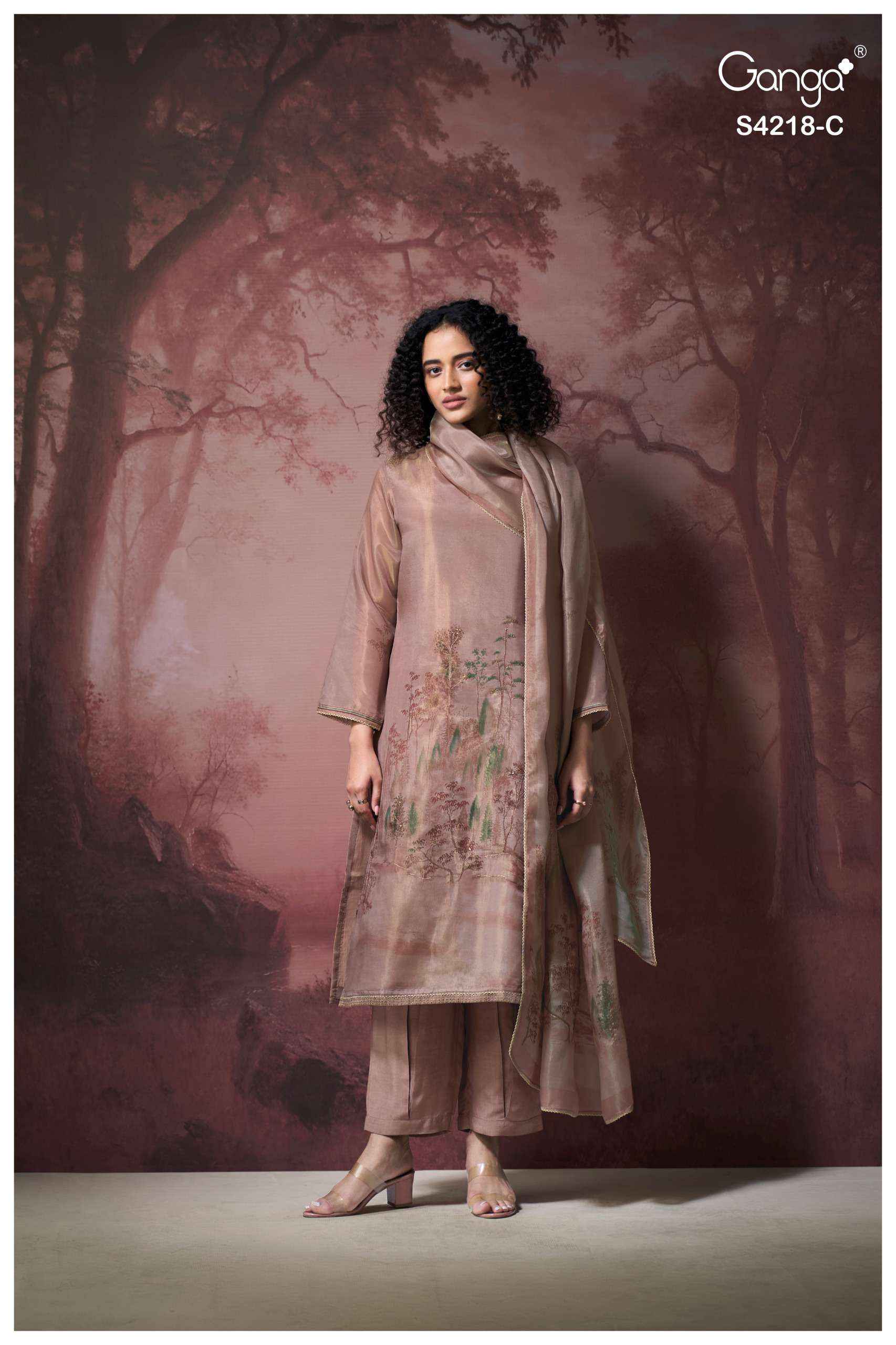 Ganga Ivella 4218 Silk Jacquard Dress Material 4 pcs Catalogue