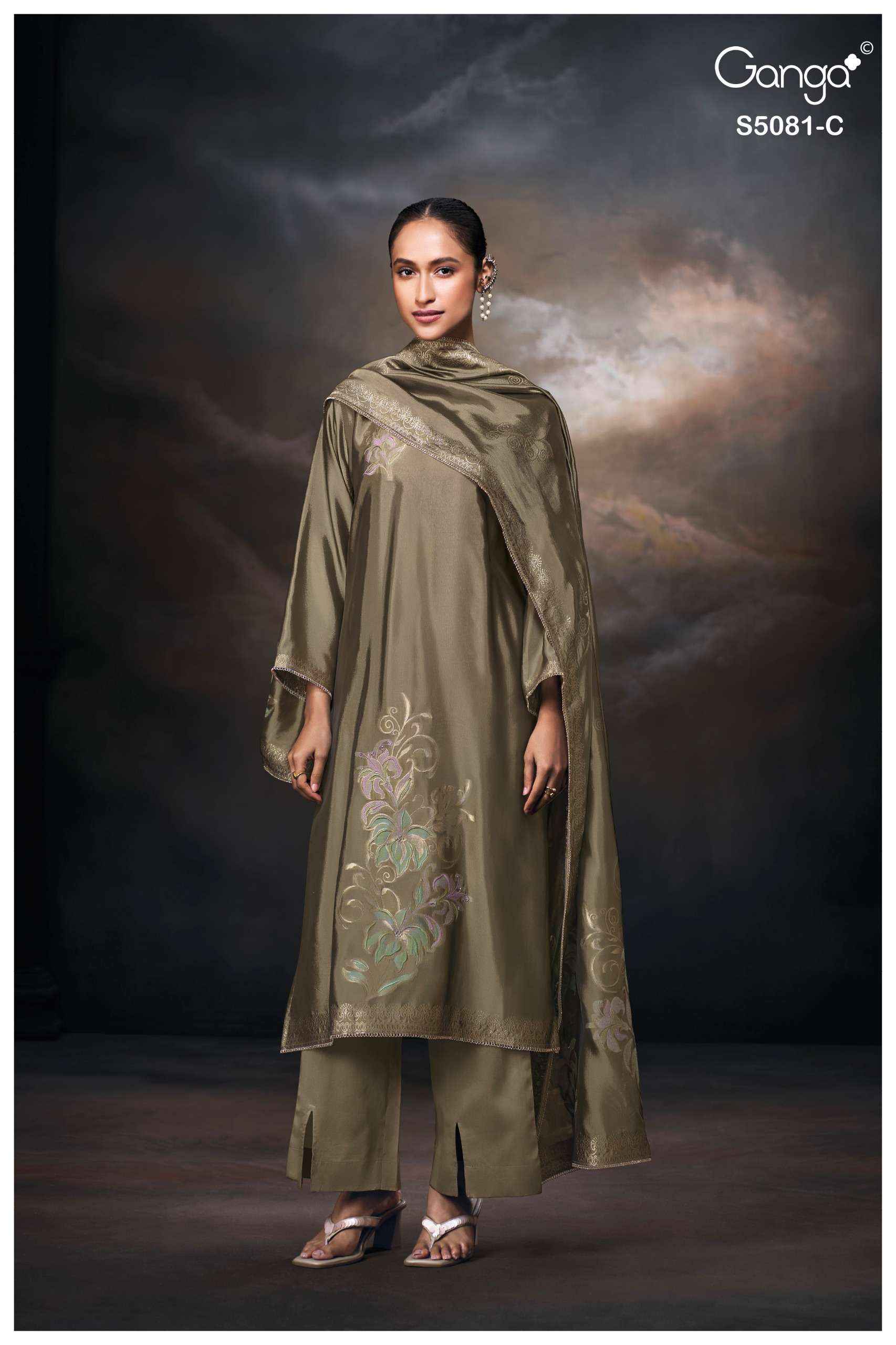 Ganga Mansie 5081 Silk Jacquard Dress Material 6 pcs Catalogue