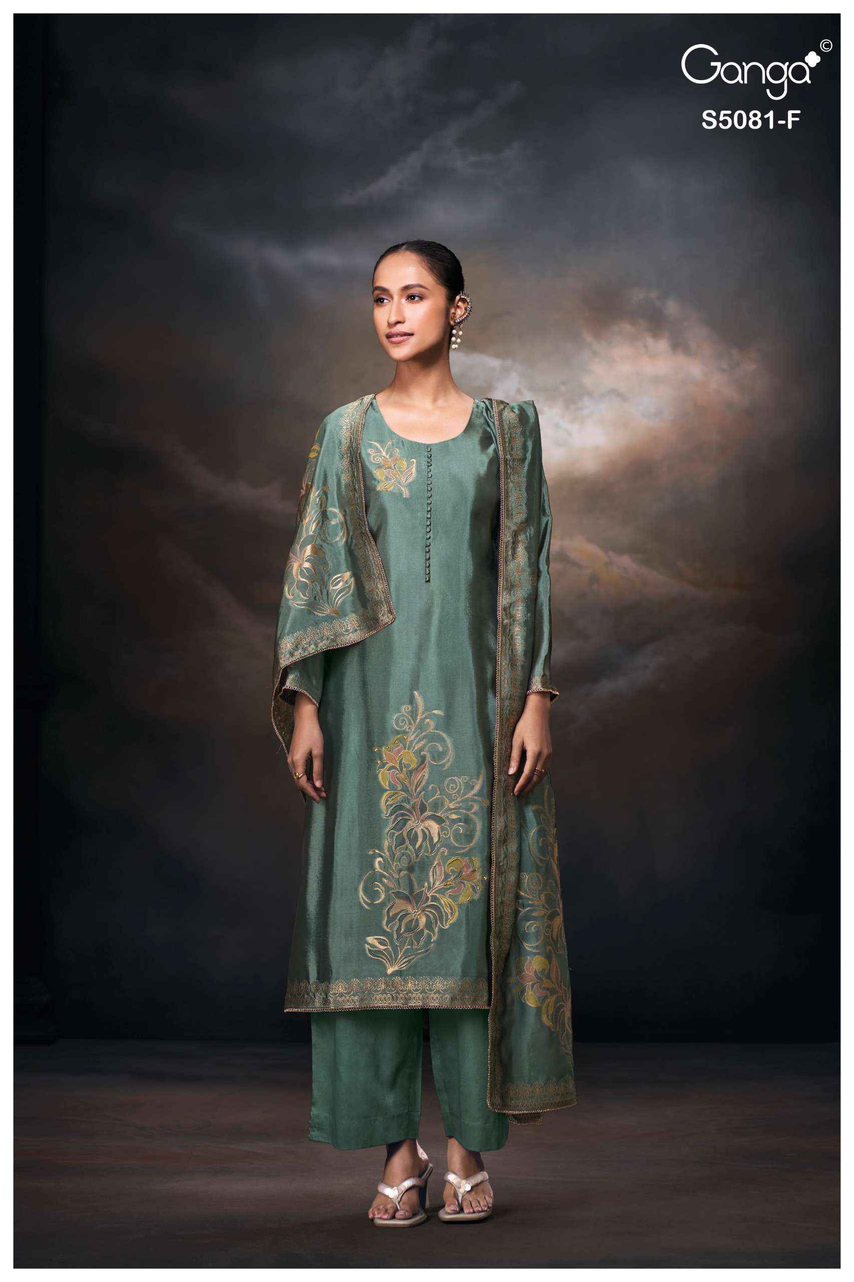 Ganga Mansie 5081 Silk Jacquard Dress Material 6 pcs Catalogue
