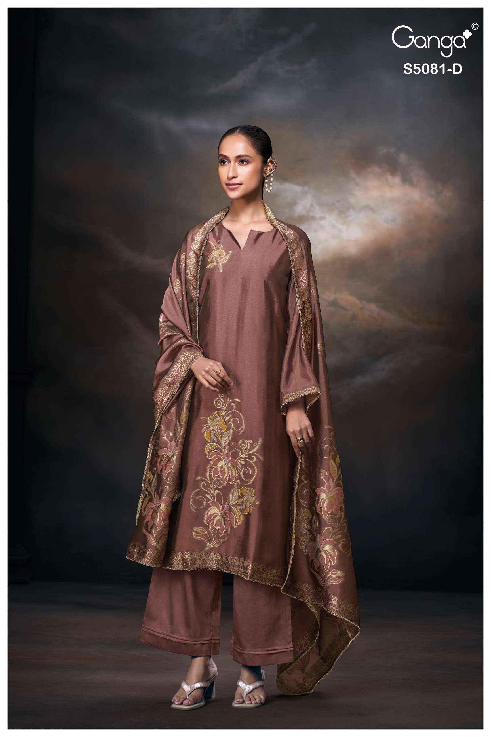 Ganga Mansie 5081 Silk Jacquard Dress Material 6 pcs Catalogue