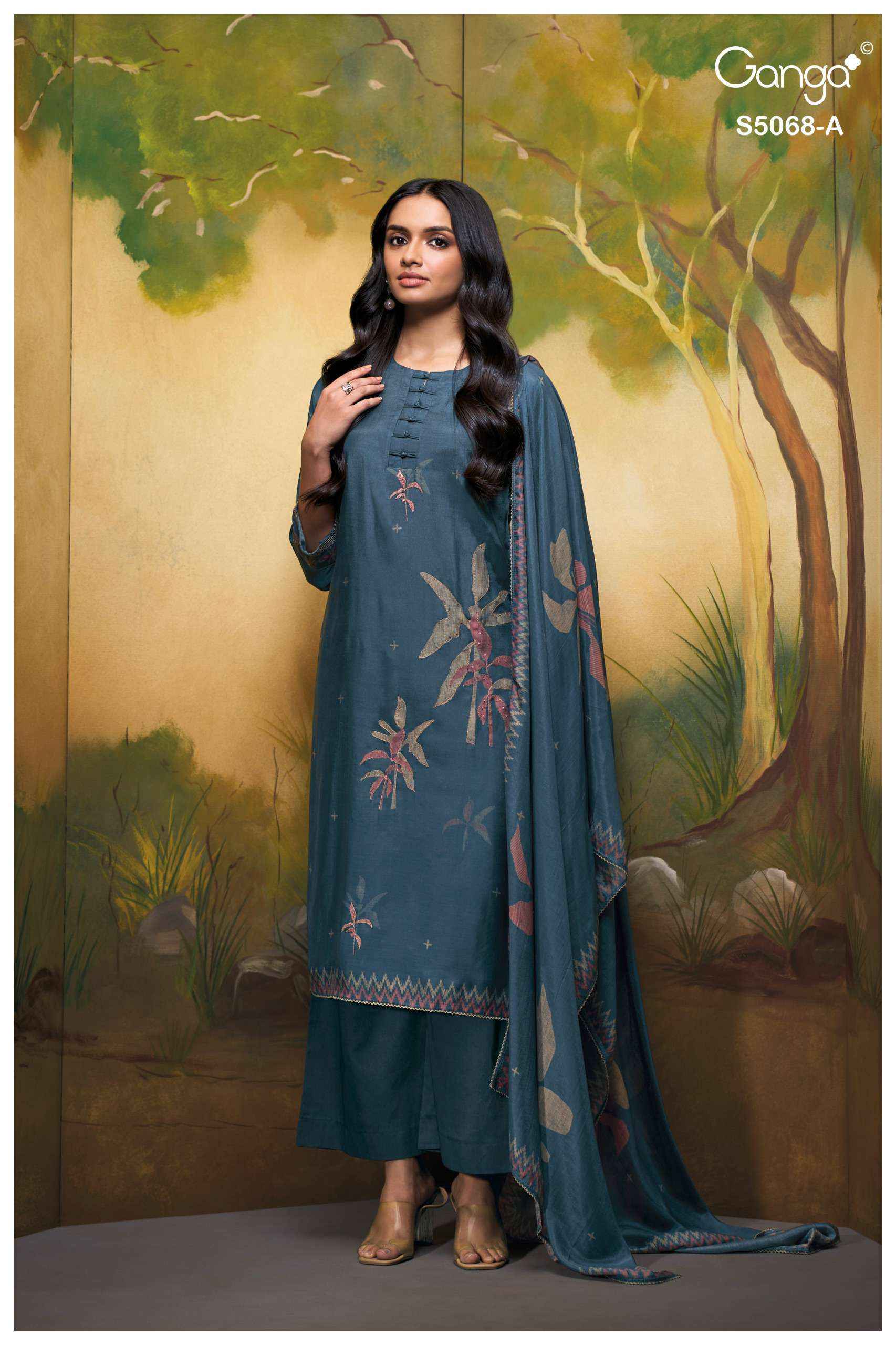 Ganga Nylah 5068 Silk Dress Material 4 pcs Catalogue