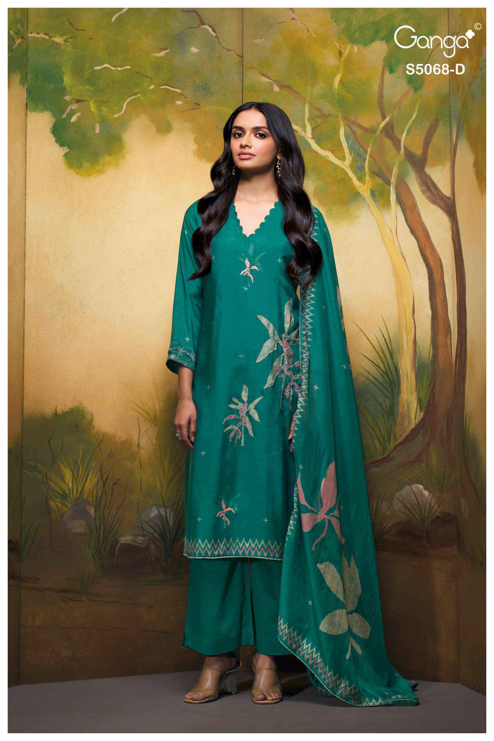 Ganga Nylah 5068 Silk Dress Material 4 pcs Catalogue