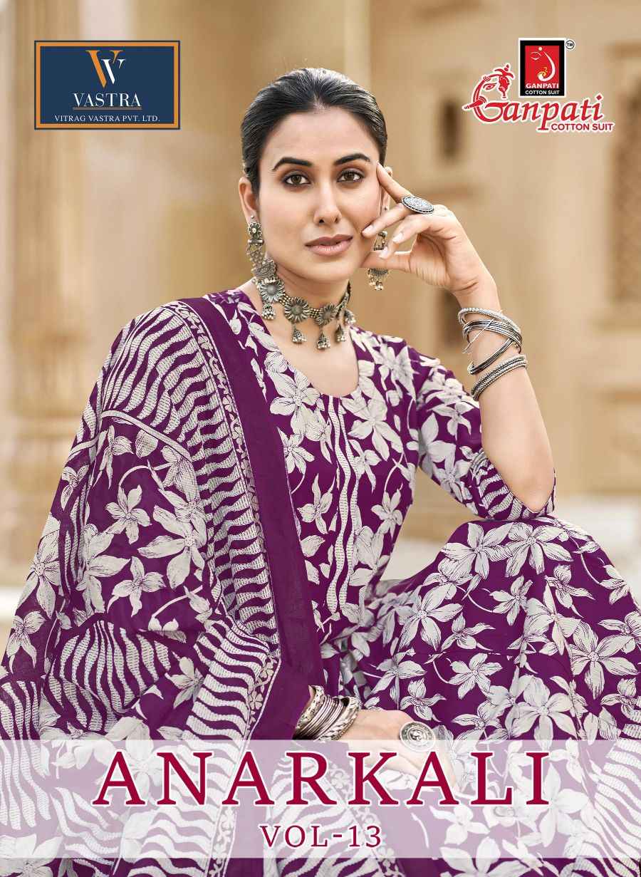 Ganpati Anarkali Vol 13 Readymade Cotton Dress 12 pcs Catalogue