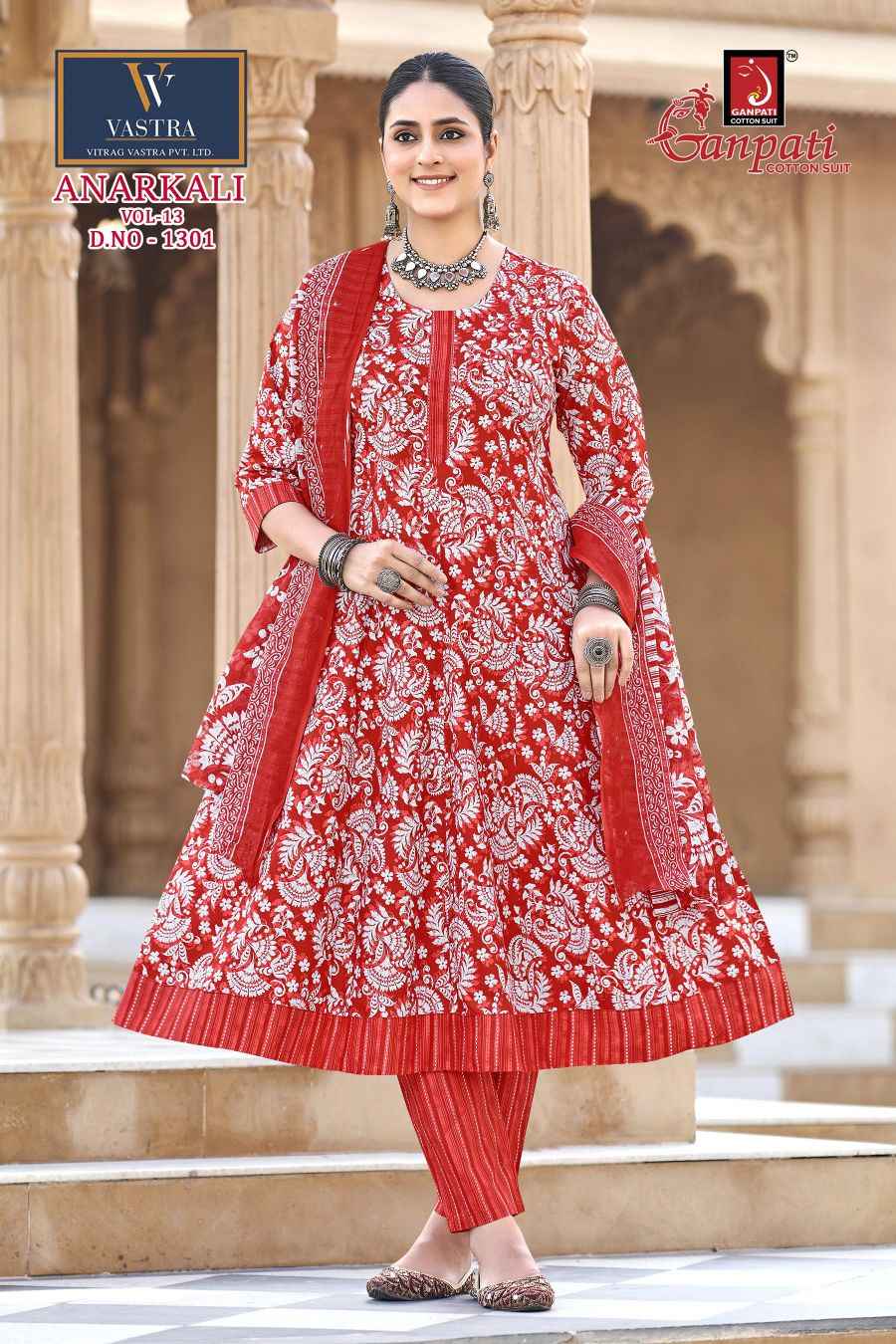Ganpati Anarkali Vol 13 Readymade Cotton Dress 12 pcs Catalogue