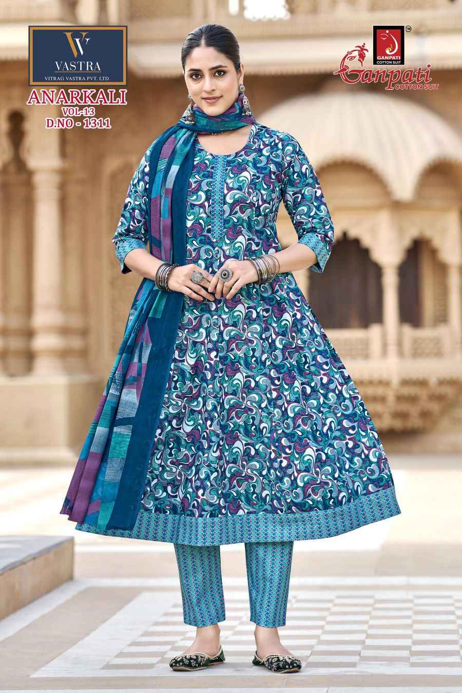 Ganpati Anarkali Vol 13 Readymade Cotton Dress 12 pcs Catalogue