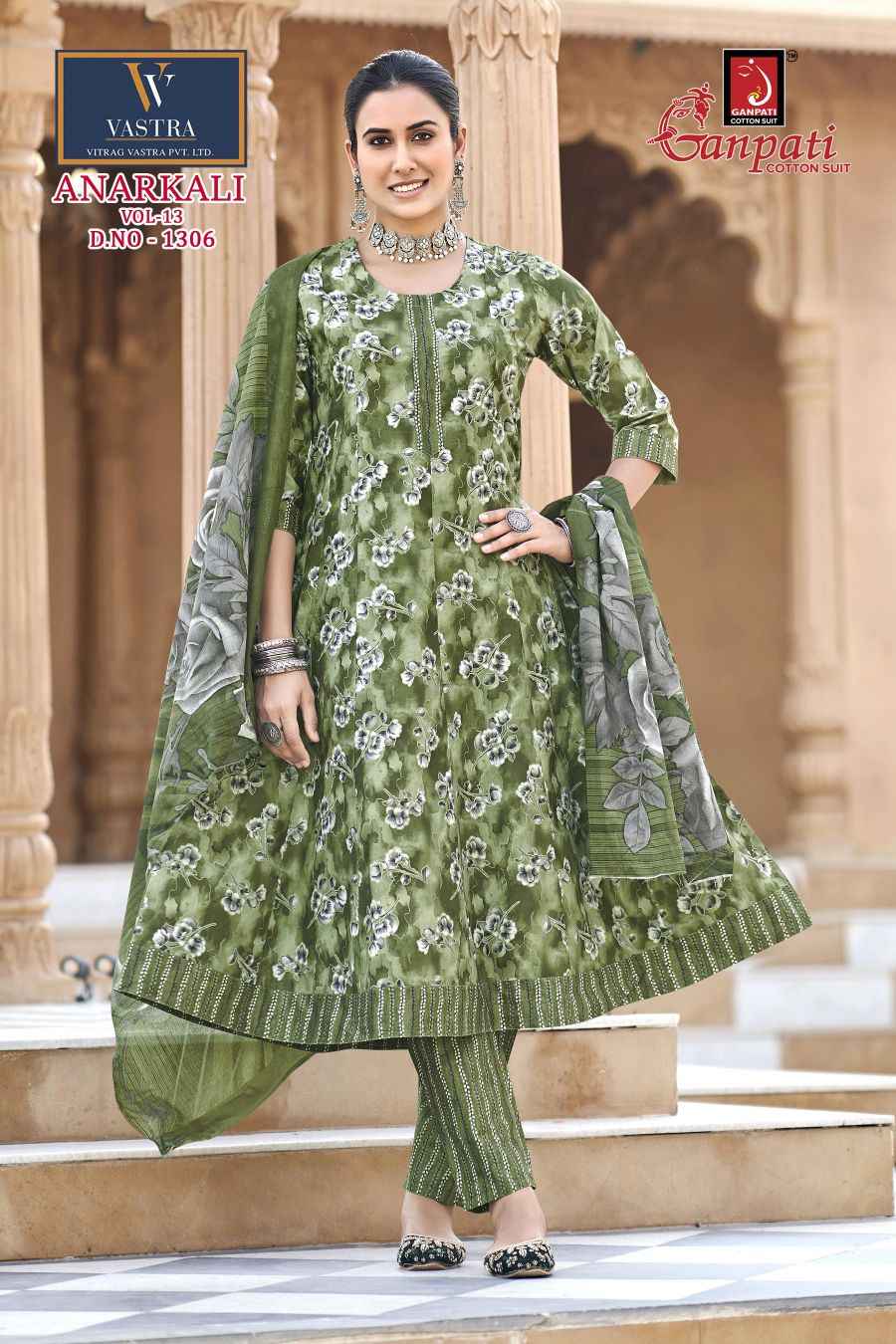Ganpati Anarkali Vol 13 Readymade Cotton Dress 12 pcs Catalogue