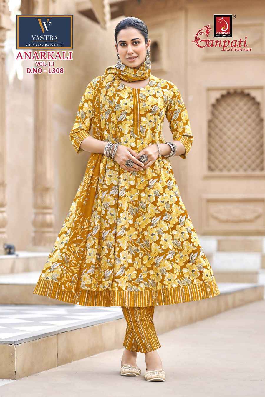 Ganpati Anarkali Vol 13 Readymade Cotton Dress 12 pcs Catalogue