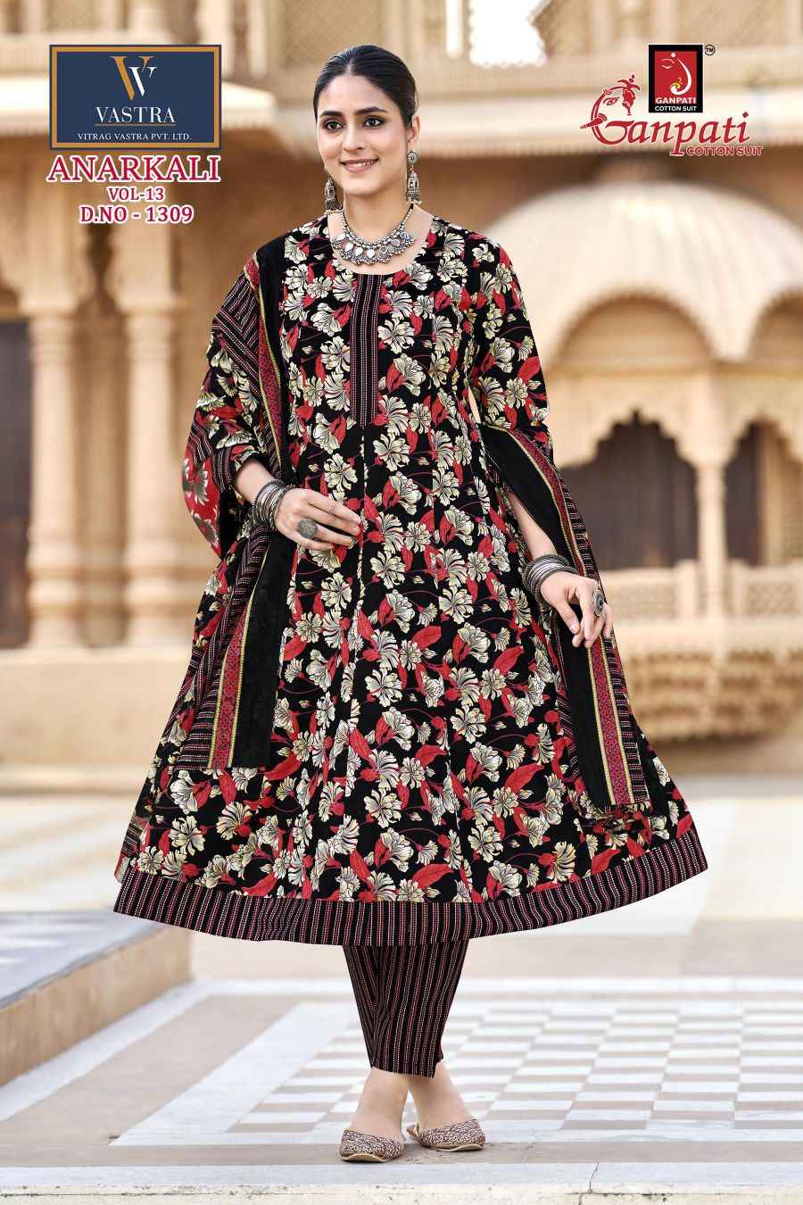 Ganpati Anarkali Vol 13 Readymade Cotton Dress 12 pcs Catalogue