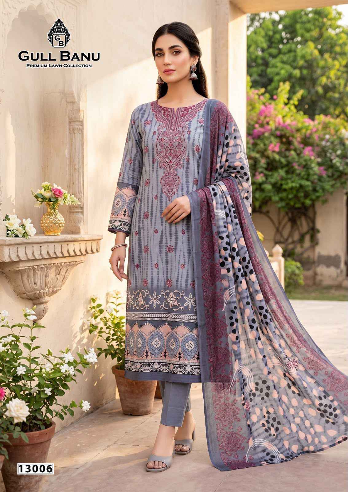 Gull Aahmed Gull Banu Vol 13 Cambric Cotton Dress Material 6 pcs Catalogue