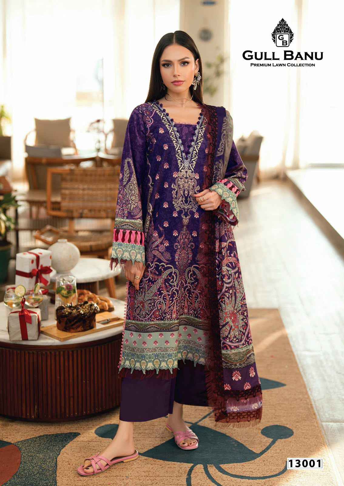 Gull Aahmed Gull Banu Vol 13 Cambric Cotton Dress Material 6 pcs Catalogue