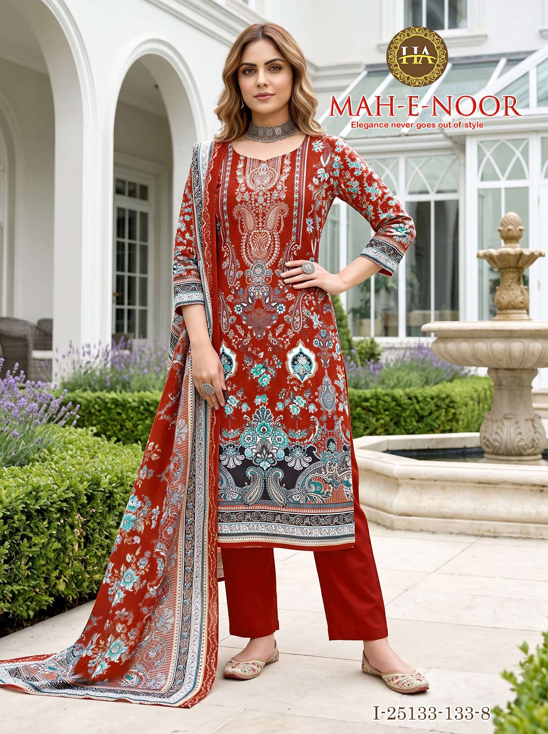 Harshit Fashion Mah E Noor Viscose Reyon Dress Material 8 pcs Catalogue