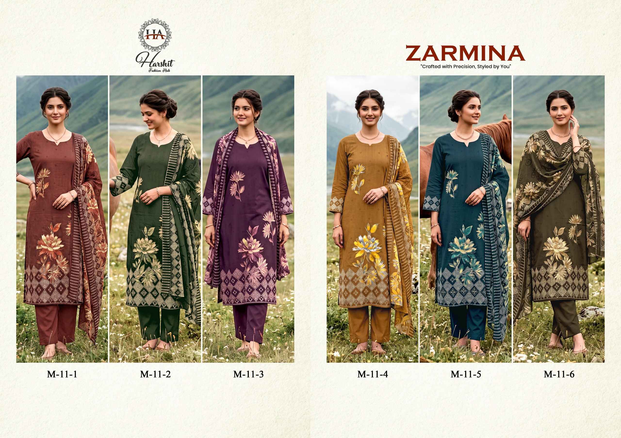 Harshit Fashion Zarmina Zam Dress Material 6 pcs Catalogue