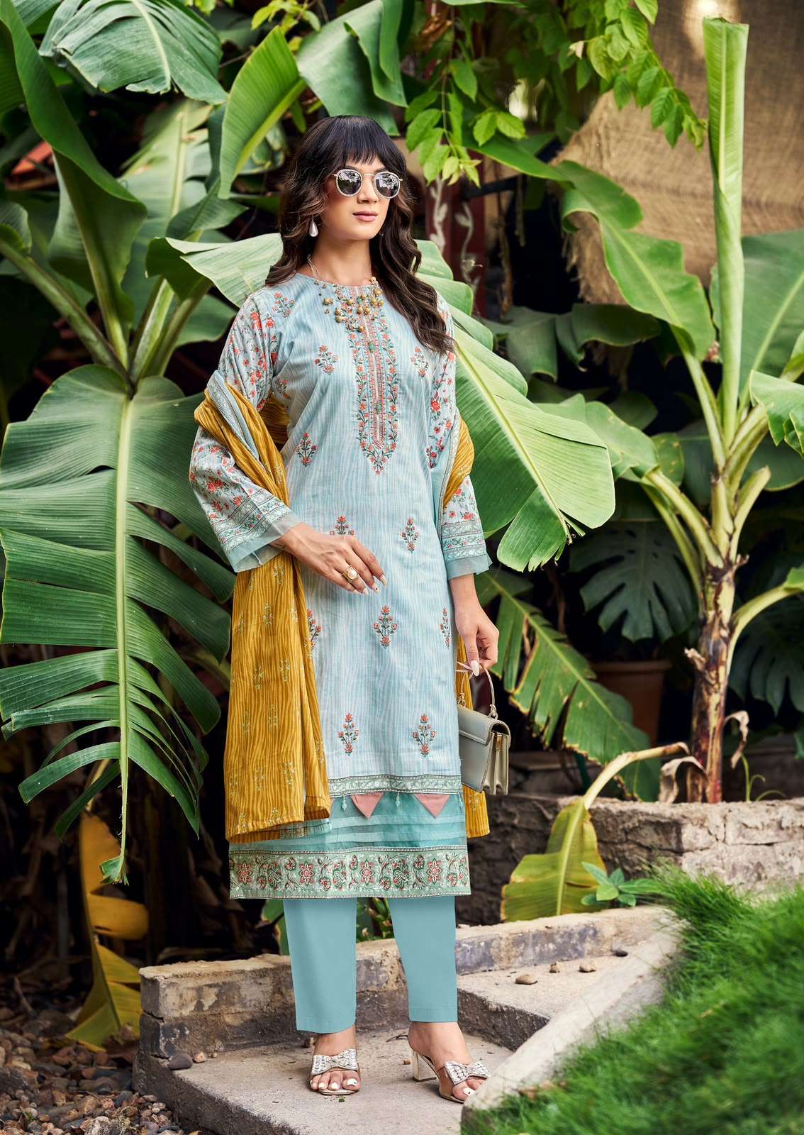 Ishaal Embroidered Vol 21 Lawn Cotton Dress Material 10 pcs Catalogue