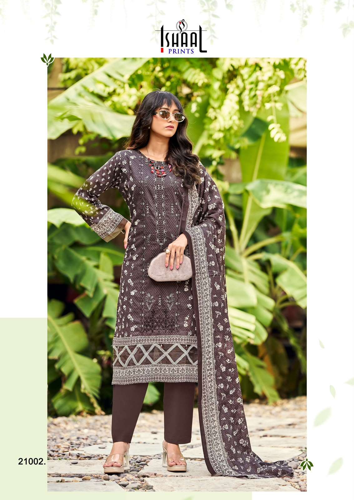 Ishaal Embroidered Vol 21 Lawn Cotton Dress Material 10 pcs Catalogue