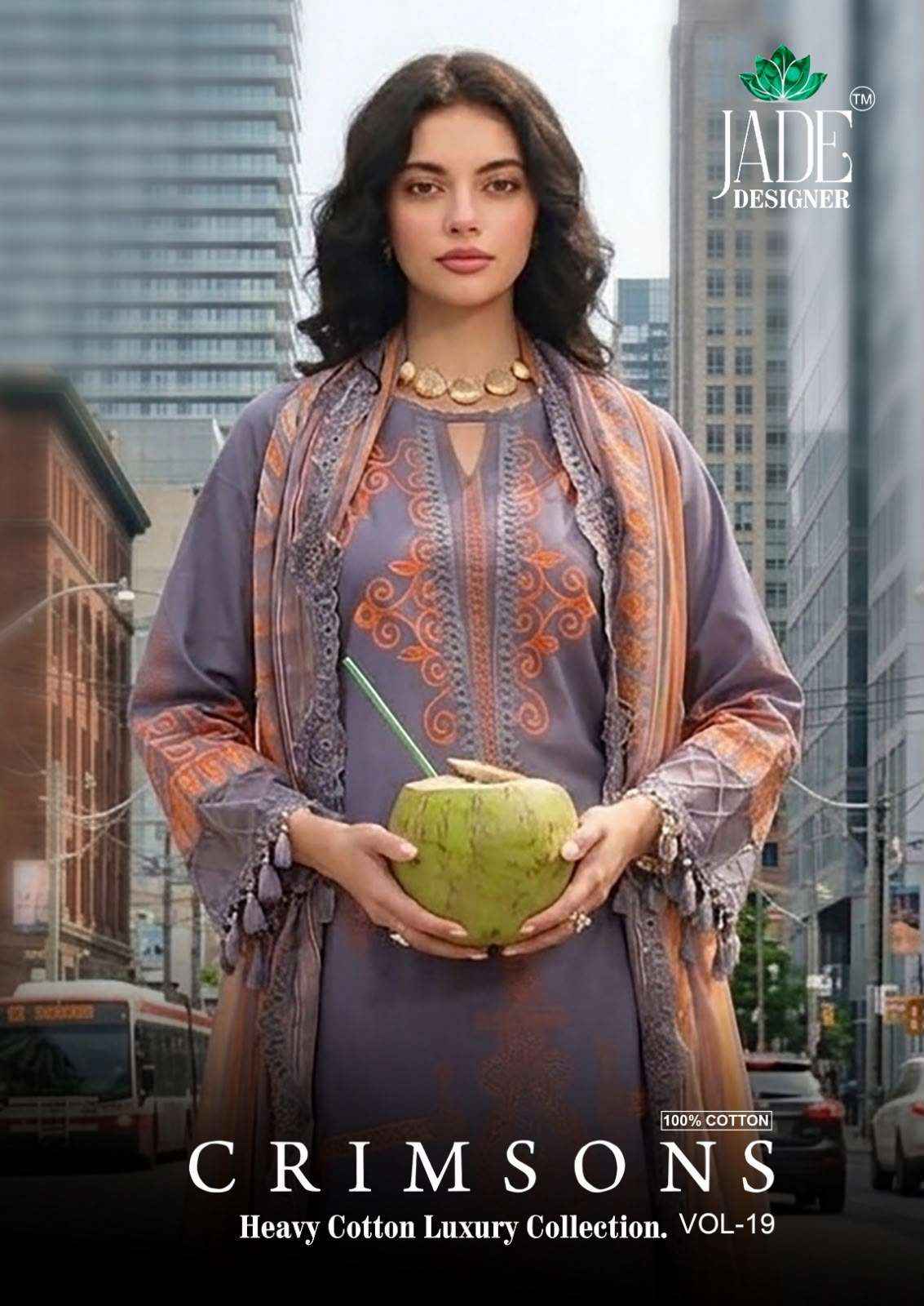 Jade Crimsons Vol 19 Lawn Cotton Dress Material 6 pc Cataloge