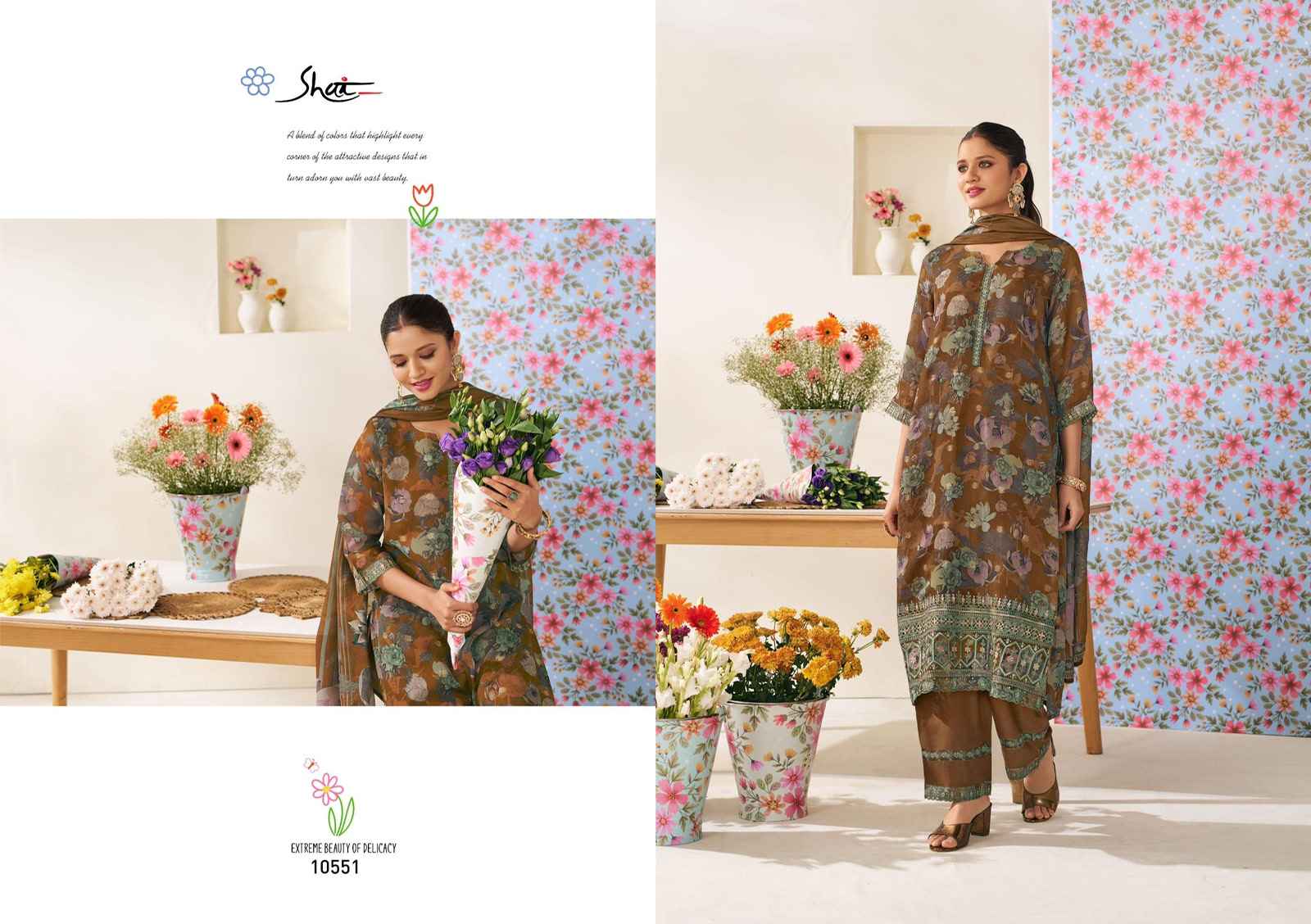 Jay Vijay Phoolsaaz Organza Dress Material 6 pcs Catalogue