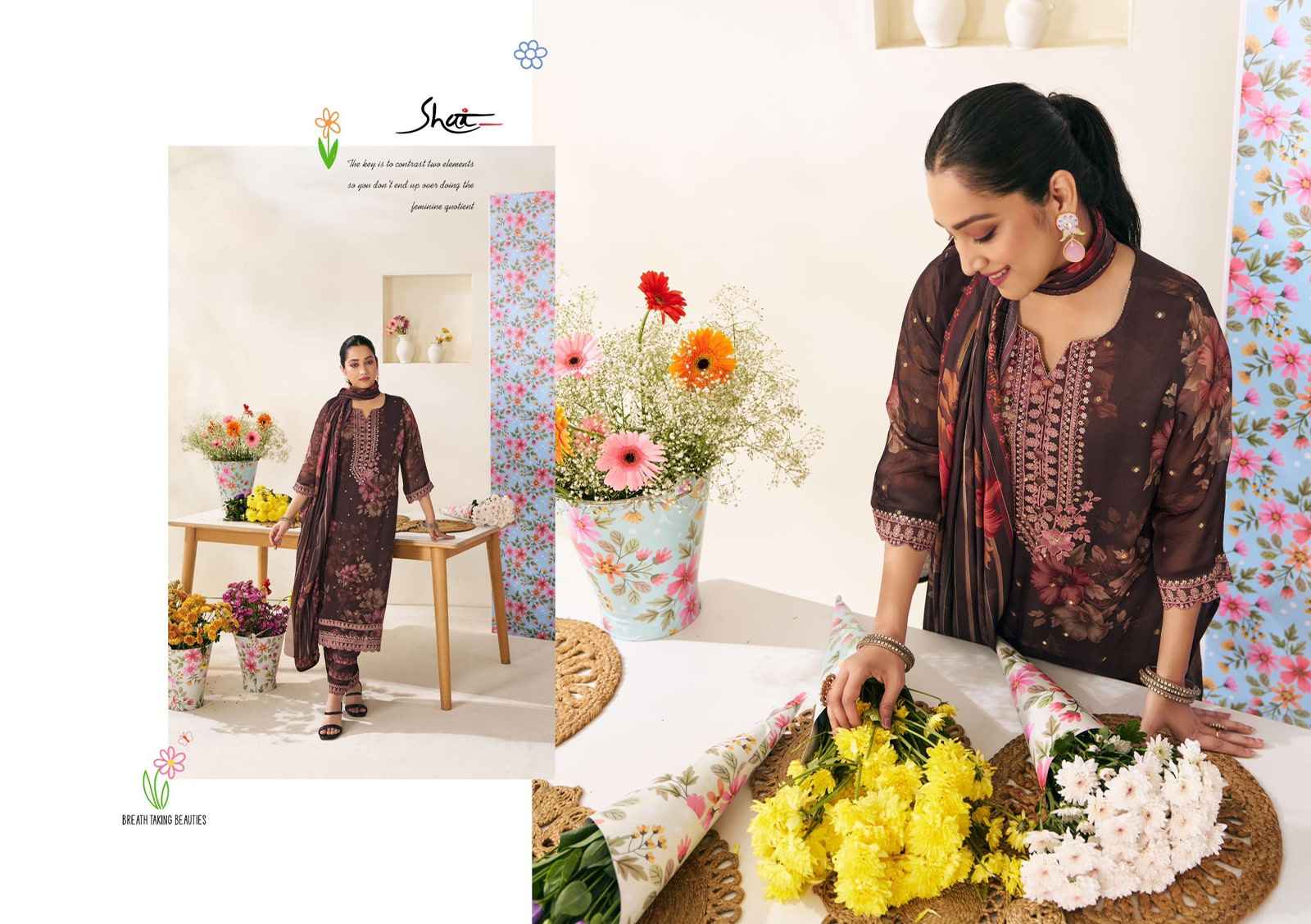 Jay Vijay Phoolsaaz Organza Dress Material 6 pcs Catalogue