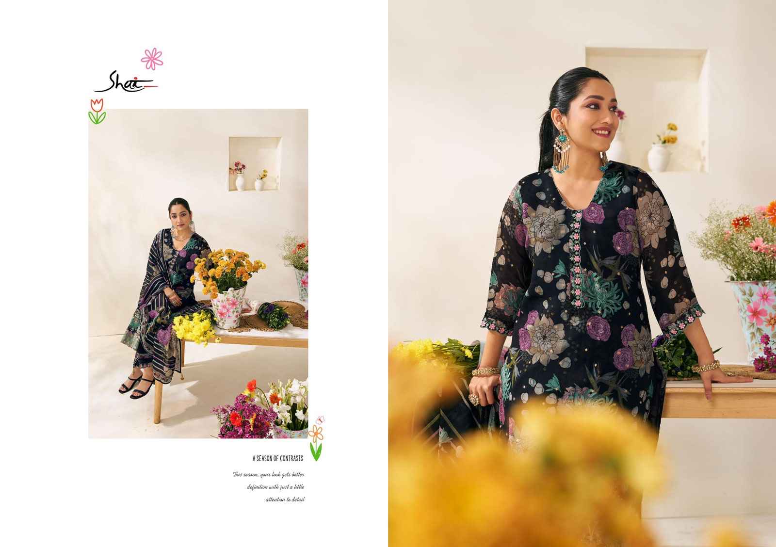 Jay Vijay Phoolsaaz Organza Dress Material 6 pcs Catalogue