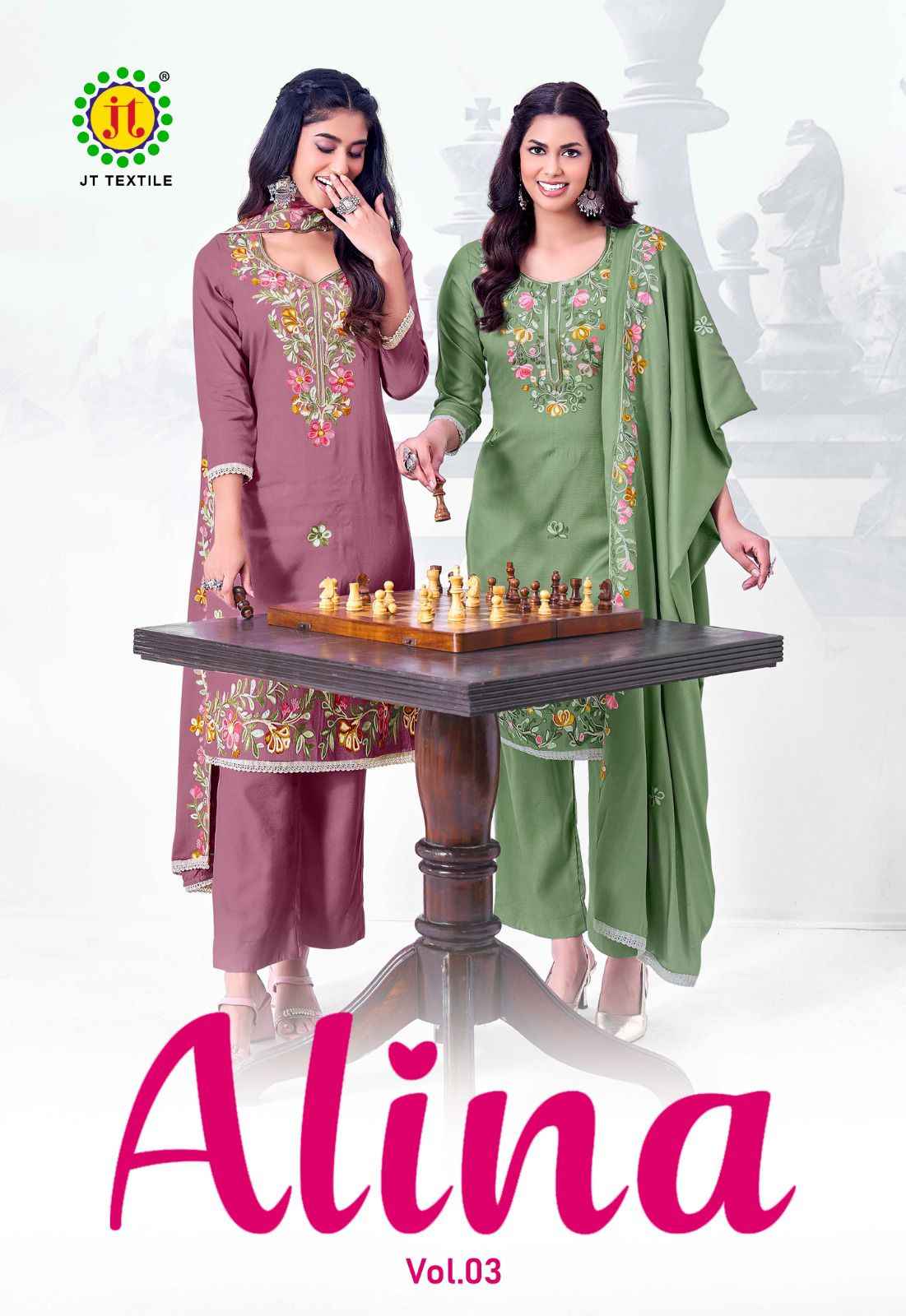 Jt Alina Vol 3 Rayon Dress Material 5 pcs Catalogue